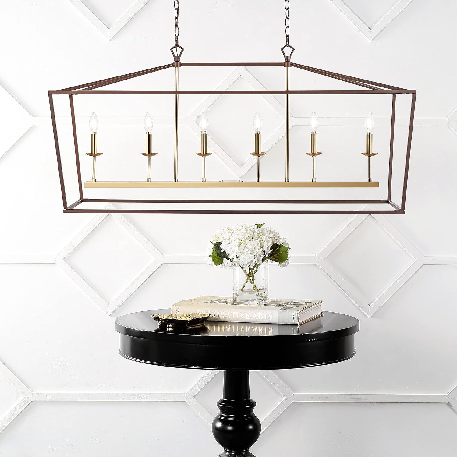 Pagoda 49" Linear 6-Bulb Classic Traditional Metal LED Pendant, Oil Rubbed Bronze