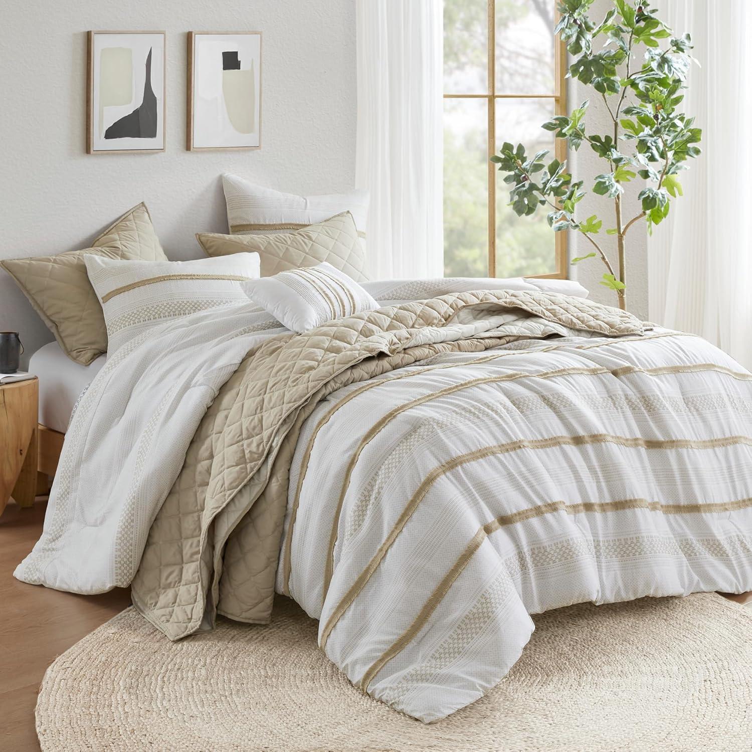 Madison Park Carolina 7 Piece Stripe Comforter And Quilt Set