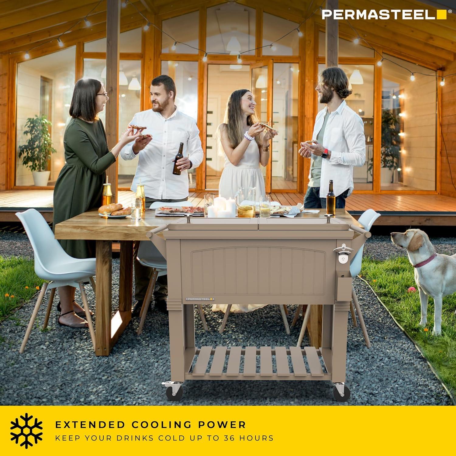 Permasteel 80 Qt. Furniture Style Rolling Patio Cooler