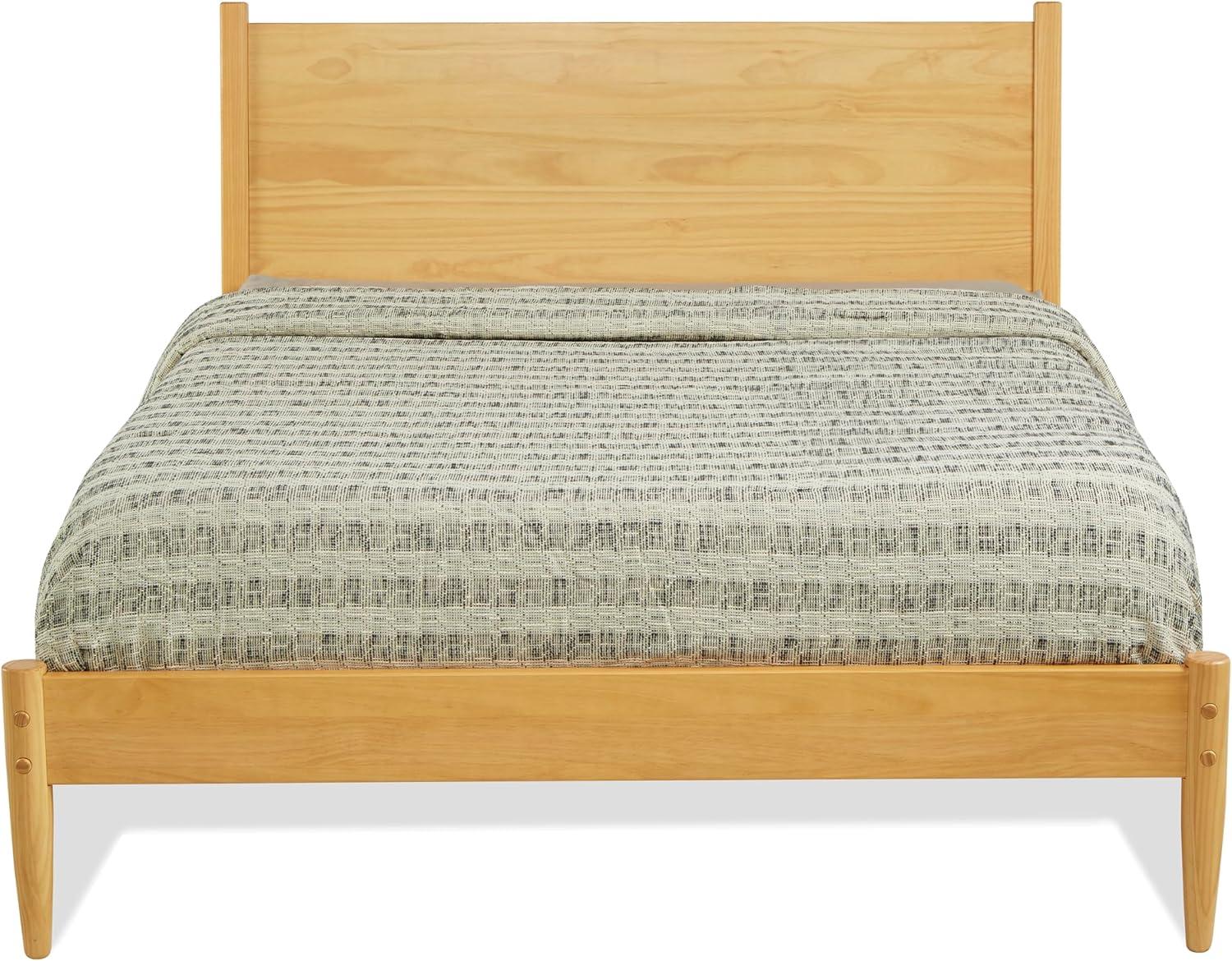 Camaflexi Mid-Century Solid Wood Full Panel Bed in Scandinavian Oak 100% Solid Wood