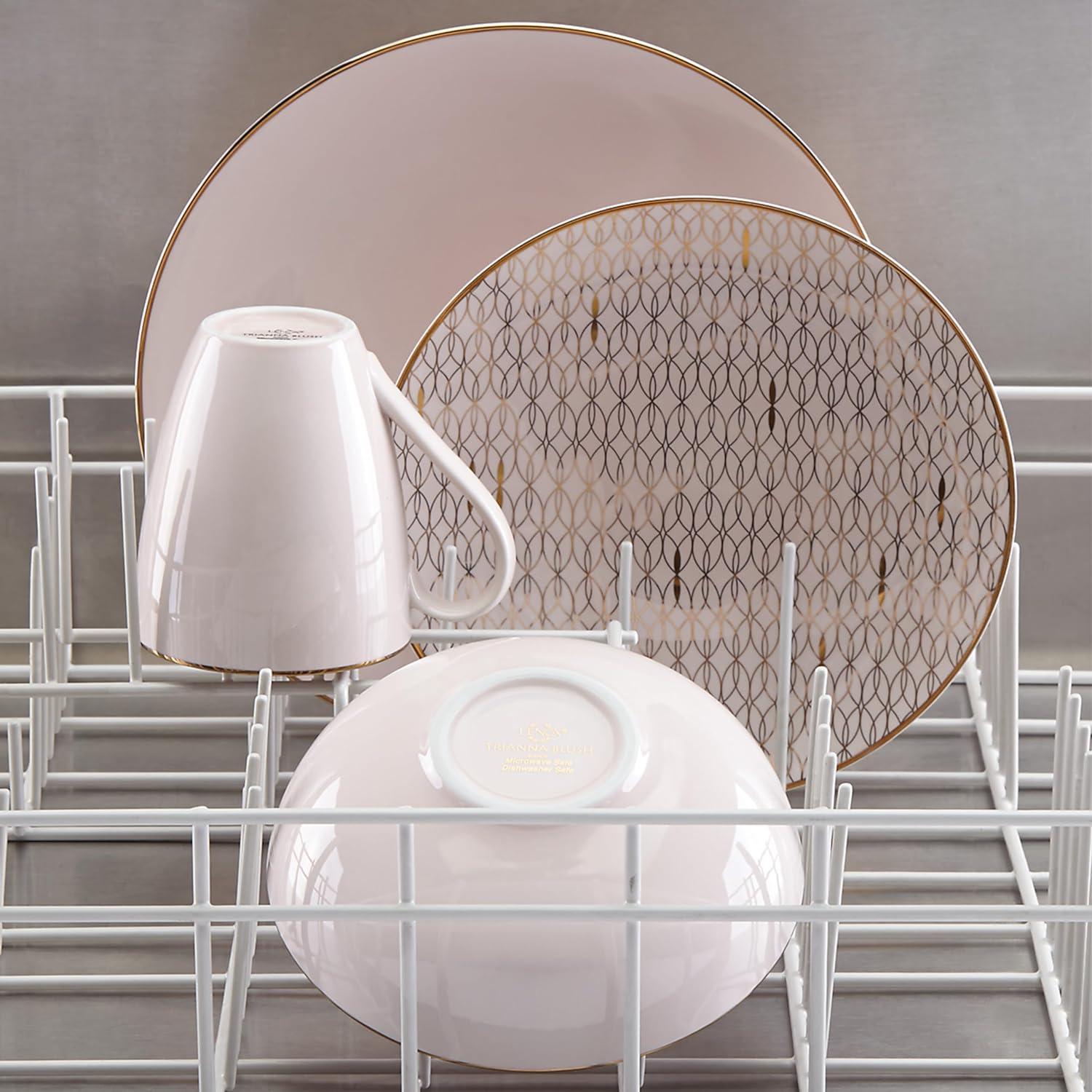 Blush and Gold 12-Piece Porcelain Dinnerware Set