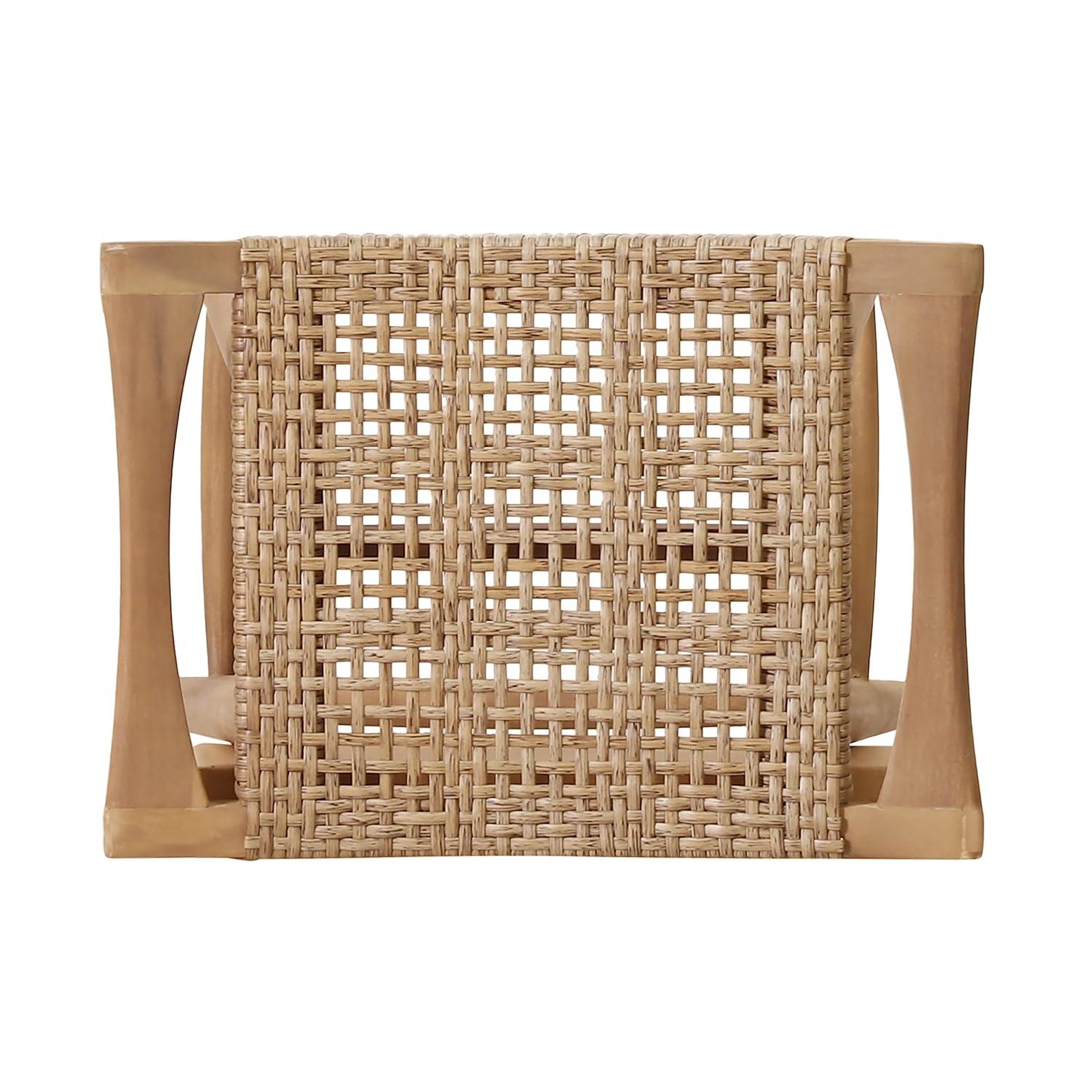 Pulaski 4pk Outdoor Acacia Wood Bar Stools with Wicker - Light Brown - Christopher Knight Home