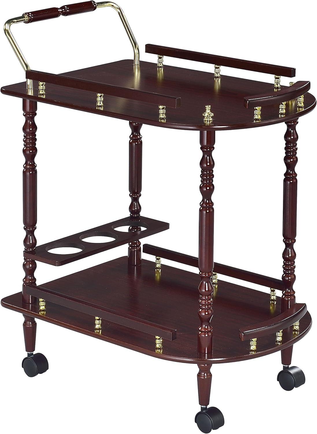 Coaster Palmer Traditional 2 Tier Wood Serving Cart Merlot/Brass