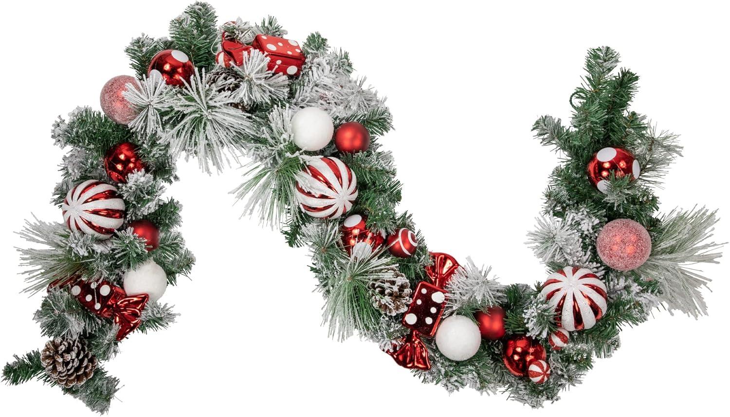 Northlight 6' Flocked Pine Artificial Christmas Garland with Candy Ornaments and Pinecones