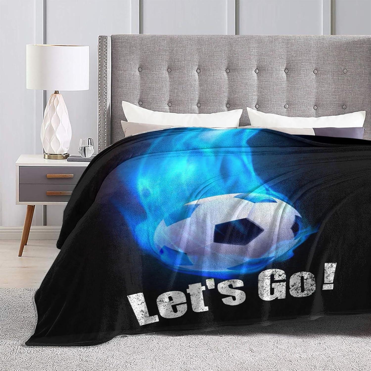 Soccer Blanket Soccer Ball Decor Throw Blanket Football Blanket Gifts for Girls Boys Soccer Lover Winter Bedding Super Warm Soft Plush Lightweight Fleece Flannel Blanket for Kids Men Women 50"X40"