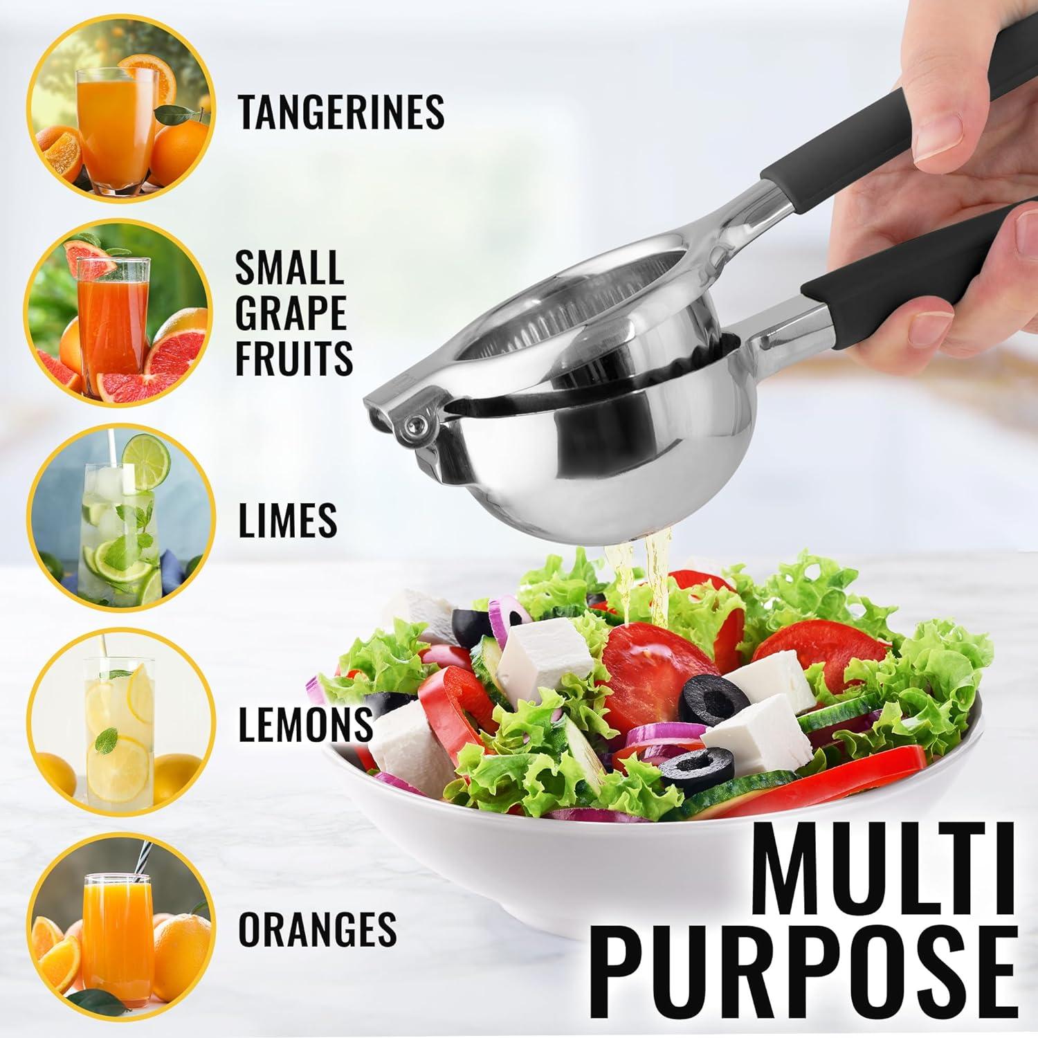 Zulay Kitchen Stainless Steel Lemon Squeezer Manual Citrus Press Juicer and Lime Squeezer - Black