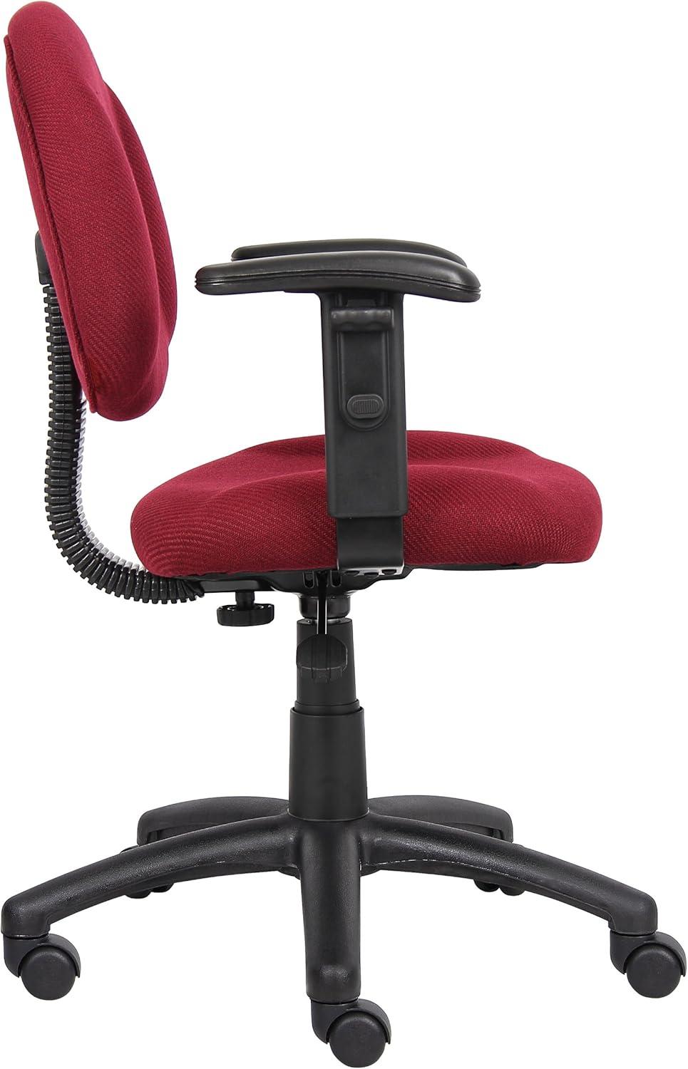 Ergonomic Executive Swivel Chair in Rich Burgundy with Adjustable Arms