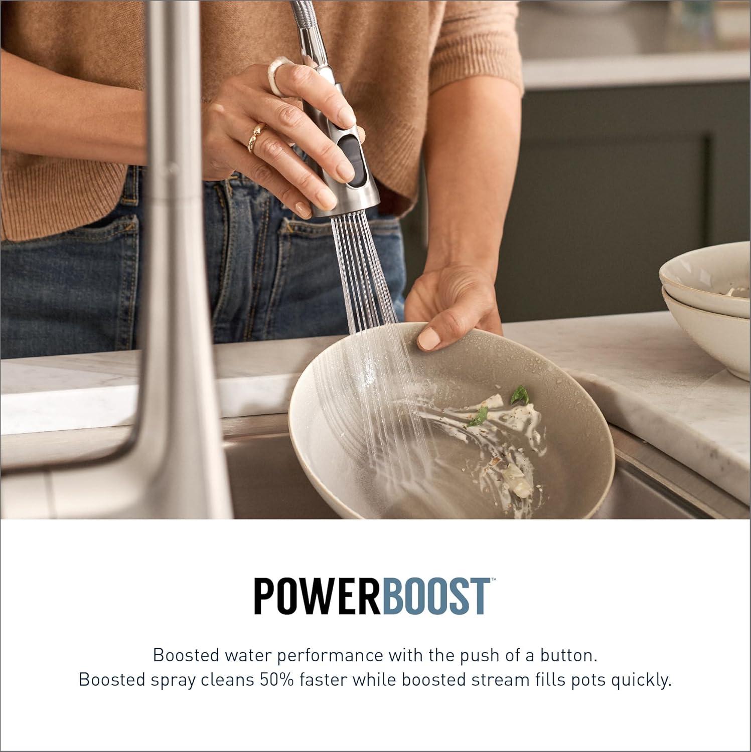 Moen Paterson Spot Resist Stainless Smart Faucet Touchless Pull Down Sprayer Kitchen Faucet with Voice Control and Power Boost, S72003EVSRS