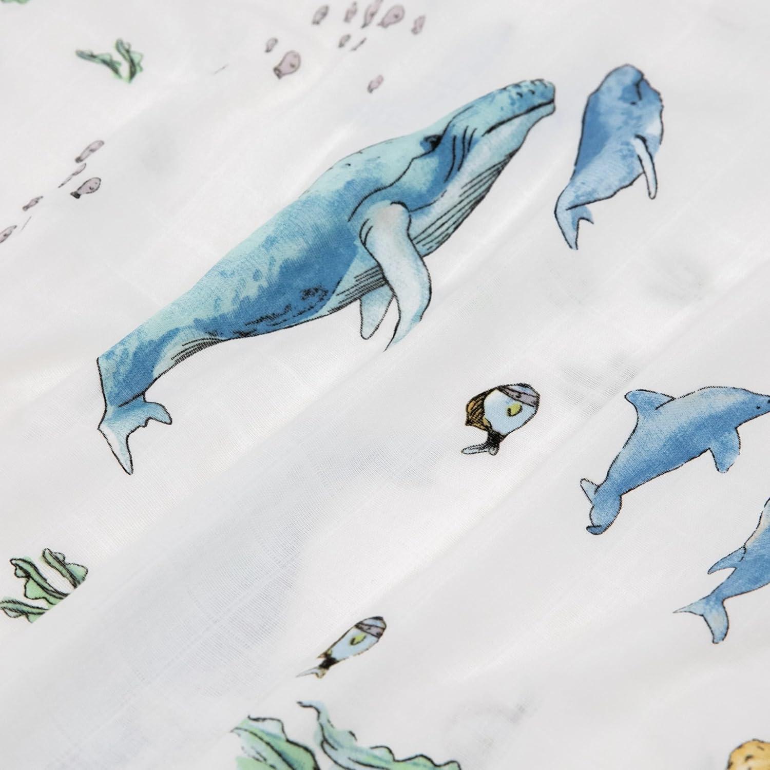 Whale Print Cotton Muslin Pillowcases for Kids, 19” x 27”