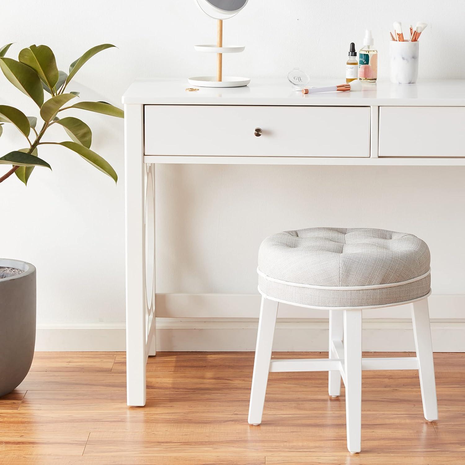 18" Sophia Tufted Backless Wood Vanity Stool Spa Blue - Hillsdale Furniture