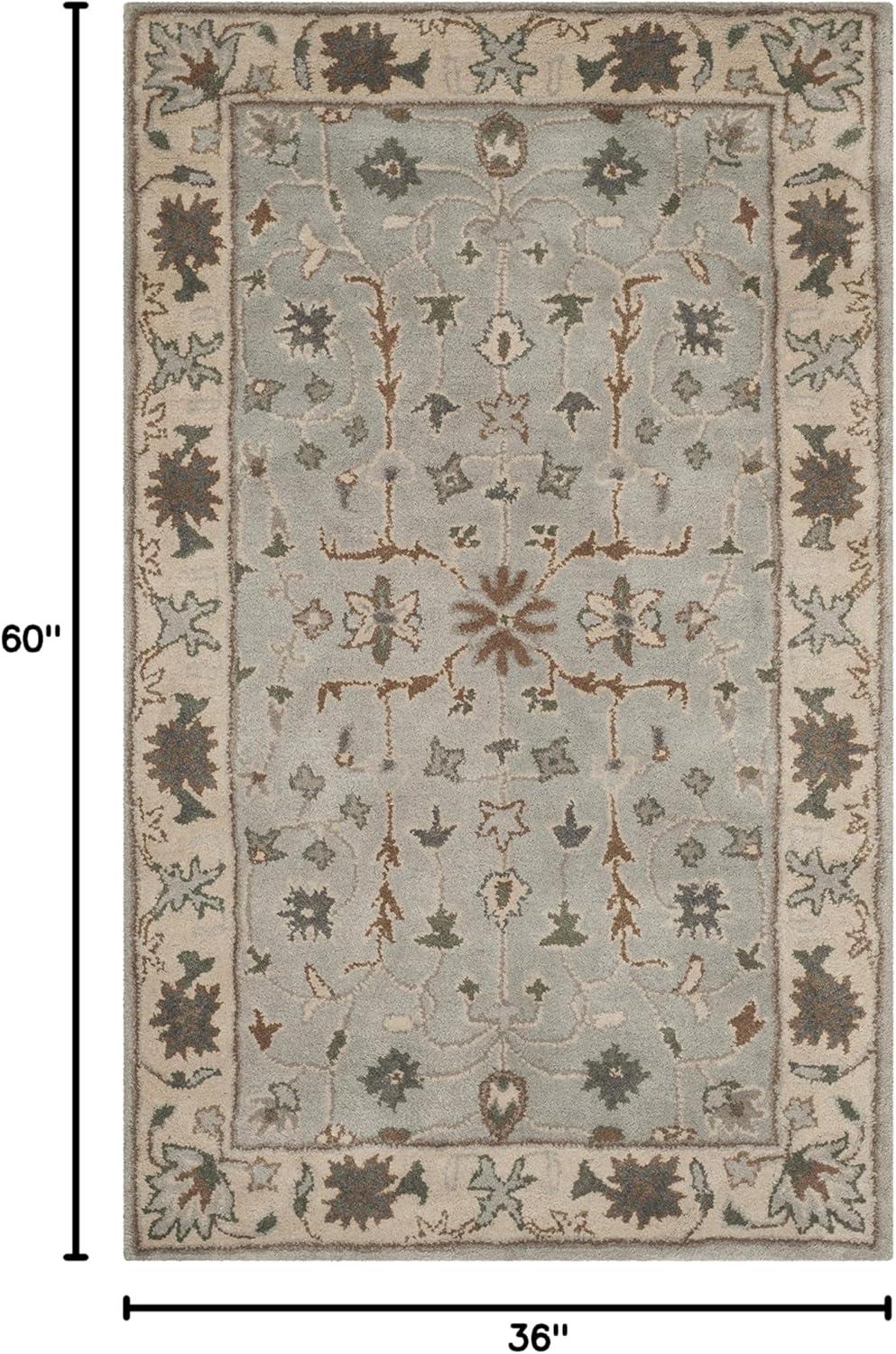 SAFAVIEH Heritage Barrfind Traditional Wool Area Rug, Green/Beige, 3' x 5'