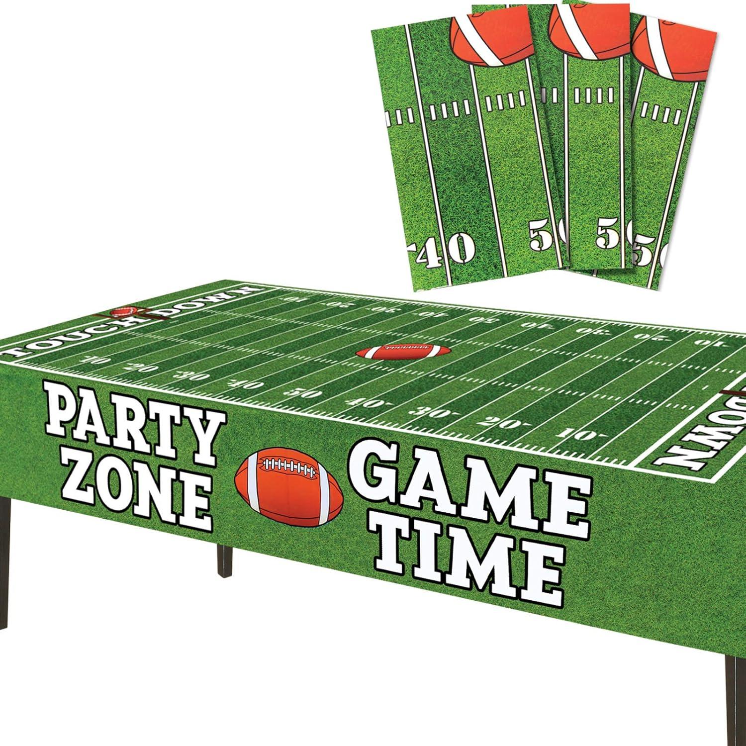 AnapoliZ Football Tablecloth Plastic | 3 Pcs Party Pack (54' Inch Wide x 72' Inch Long) | Rectangular Game Day Table Cover | Football Party Touchdown Tablecloth | Tailgate Table Cover