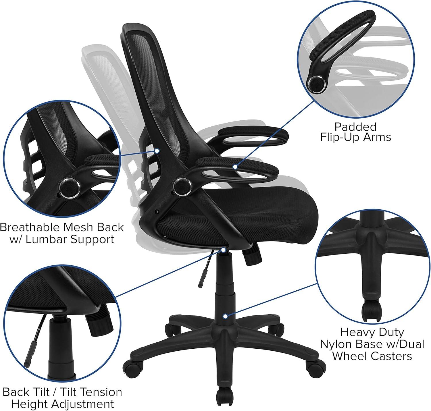 Ergonomic High-Back Black Mesh Swivel Office Chair with Adjustable Arms