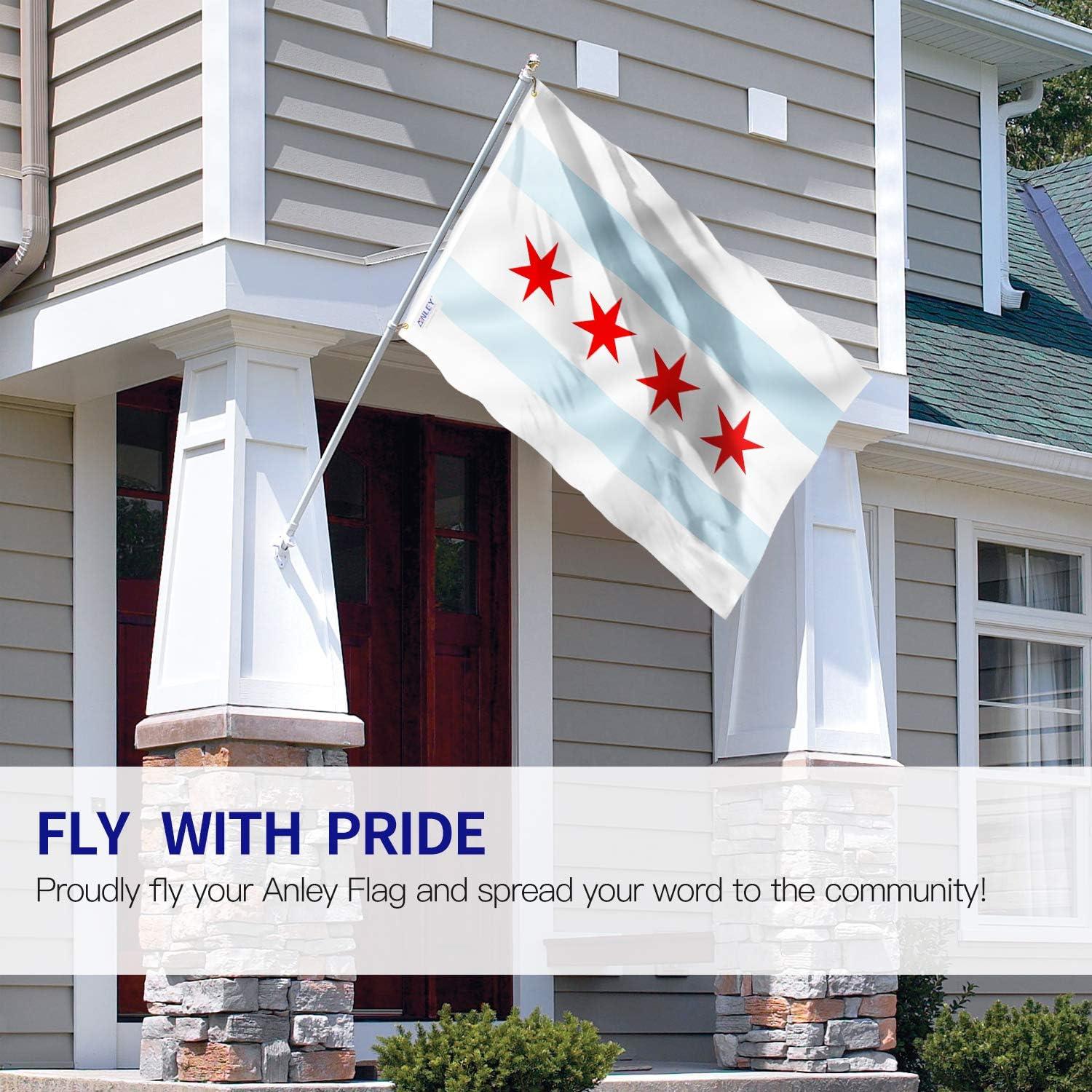 Anley Pack of 2 Fly Breeze 3x5 Foot City of Chicago Flag - Chicago IL Flags Polyester