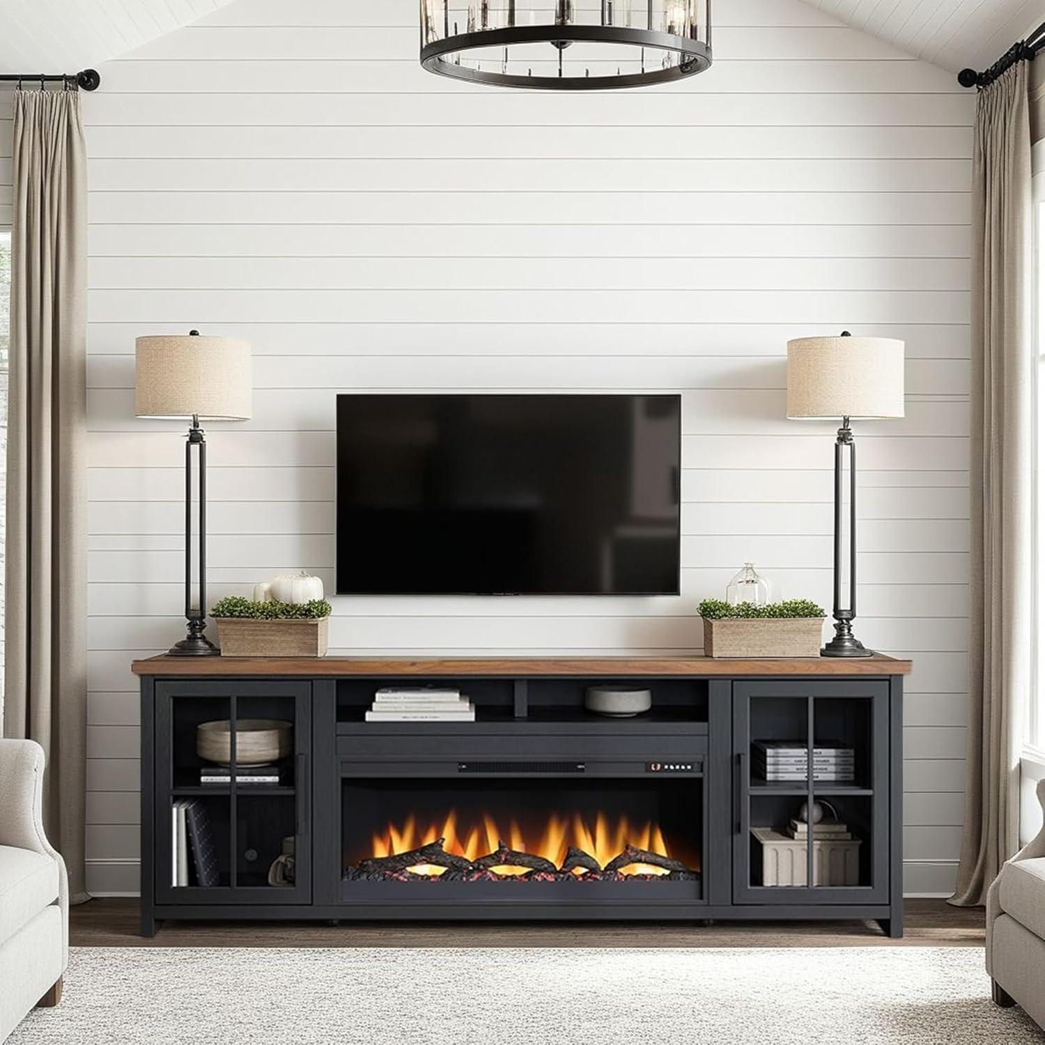 Essex 97 Inch Fireplace TV Stand Console,media console,entertainment center For Tvs Up To 100 Inches