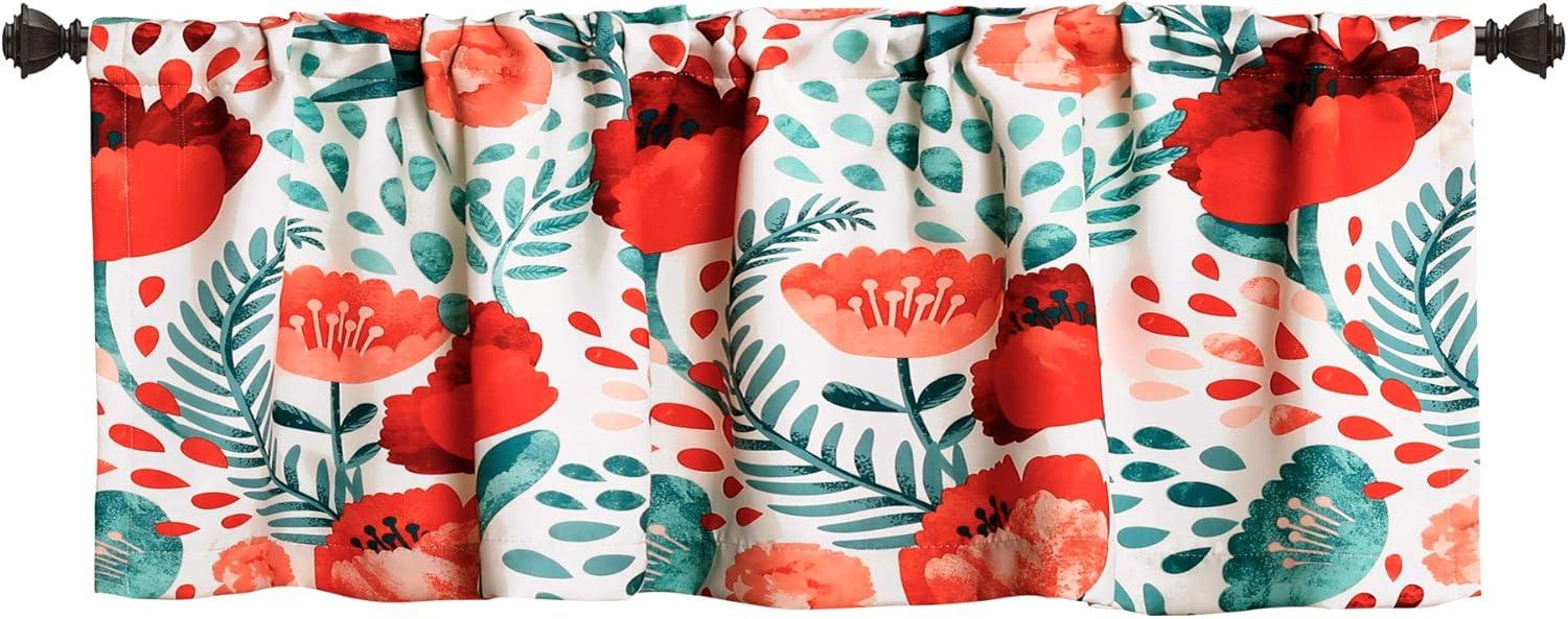 Lush Decor Poppy Garden Floral Tailored 52'' W Window Valance in