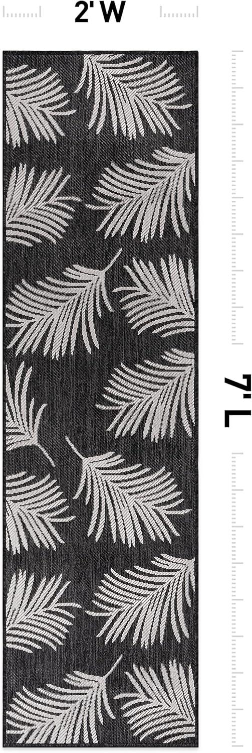 World Rug Gallery Contemporary Palm Leaves Textured Flat Weave Indoor/Outdoor Area Rug