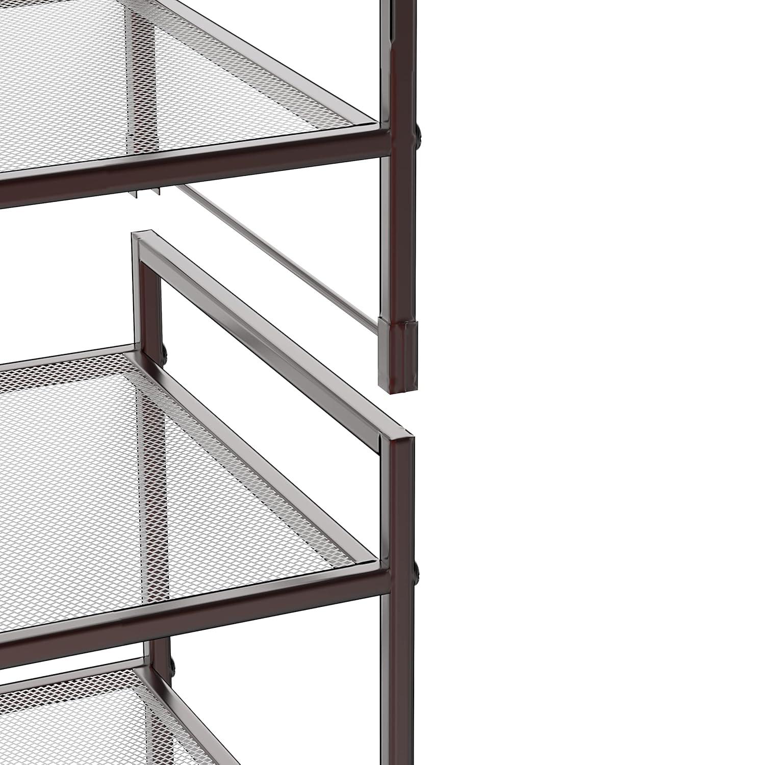 SIMPLE HOUSEWARE 3-Tier Stackable Mesh Shoe Rack, Bronze