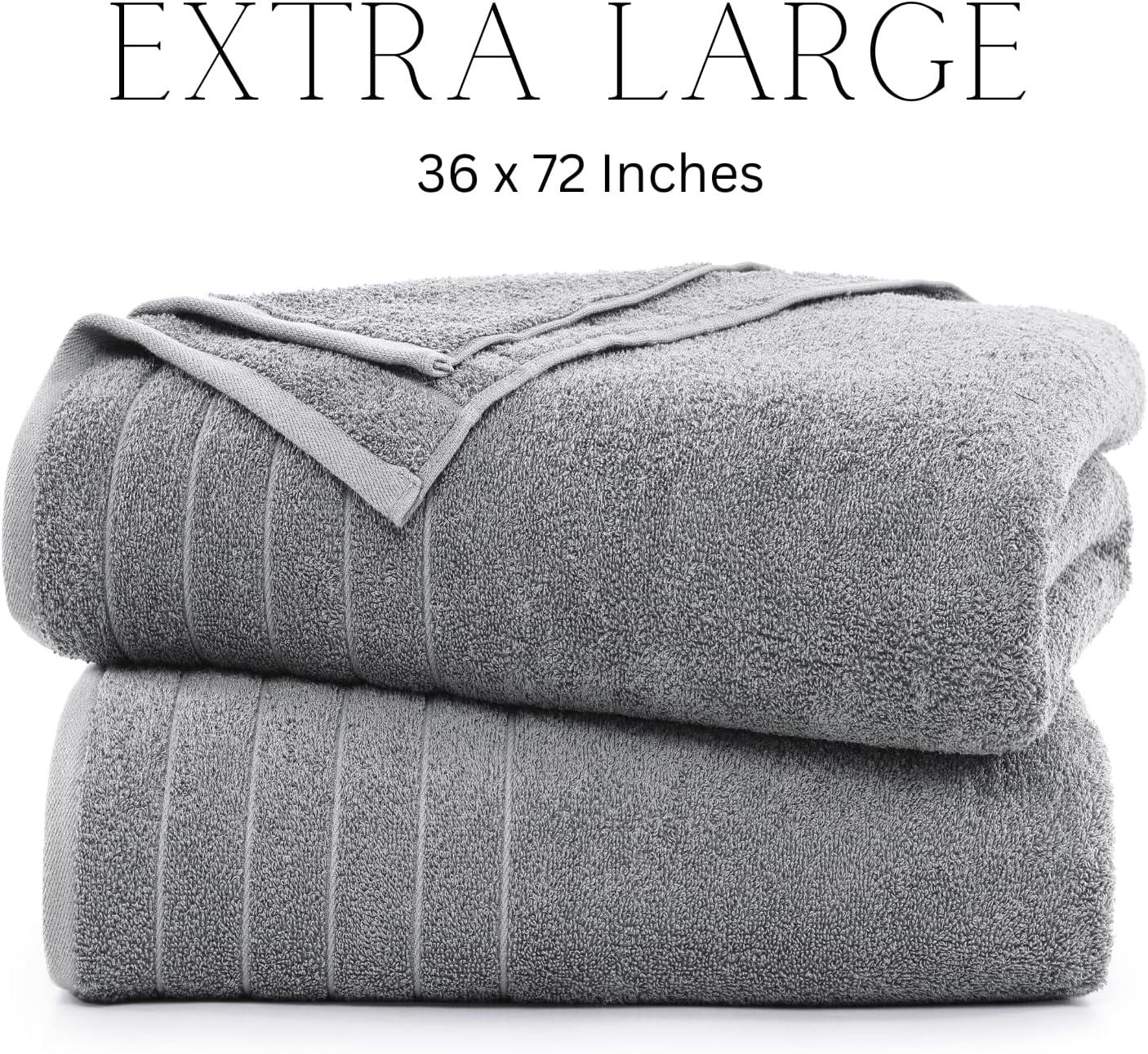 Casa Platino Bath Sheet 2 Pack - Large Bath Towels, Soft Cotton Bath Sheets, Quick Dry & Oversized, 36"x72", Ideal for Spa Days at Home - Ultimate Grey