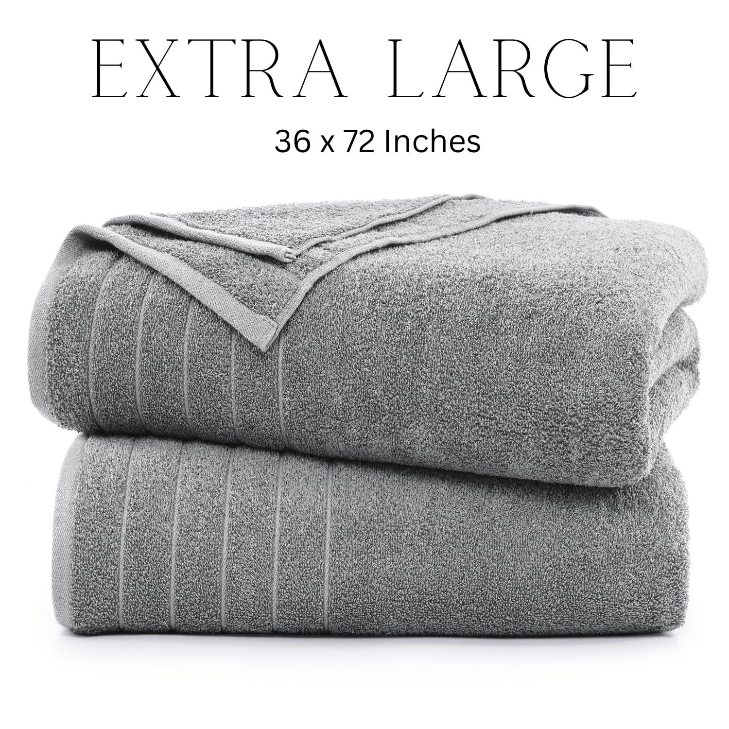 Casa Platino Bath Sheet 2 Pack - Large Bath Towels, Soft Cotton Bath Sheets, Quick Dry & Oversized, 36"x72", Ideal for Spa Days at Home - Ultimate Grey