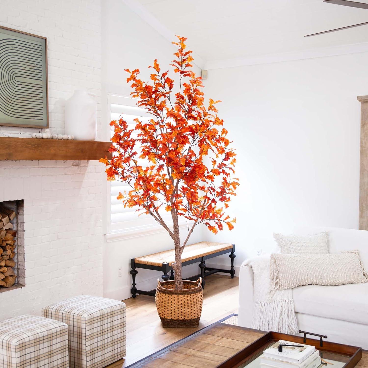 Nearly Natural 9-ft Autumn Oak Artificial Fall Tree