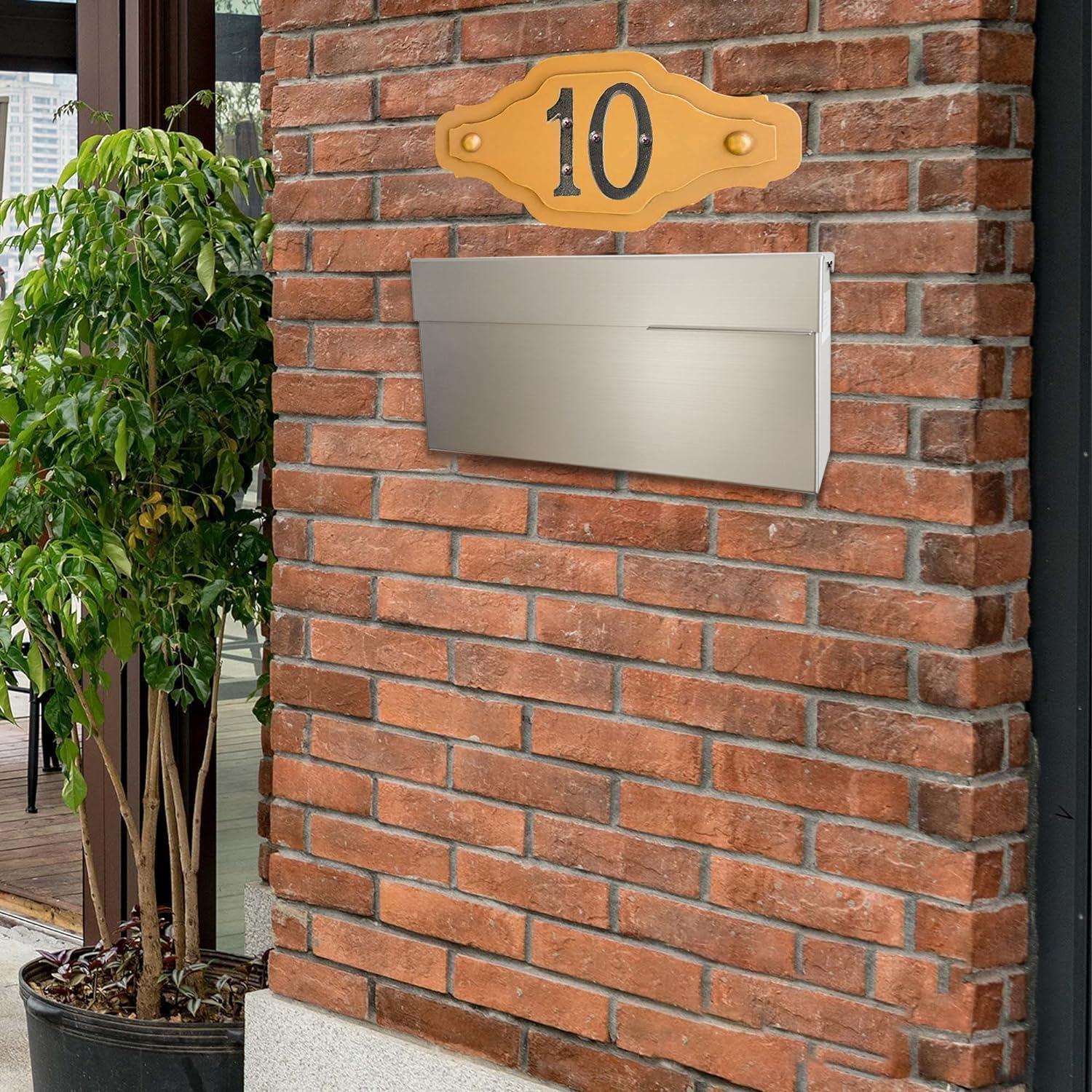 Modern Design Brushed Stainless Steel Mailbox for Walls, Wall Mounted Mailbox with Rainproof Design