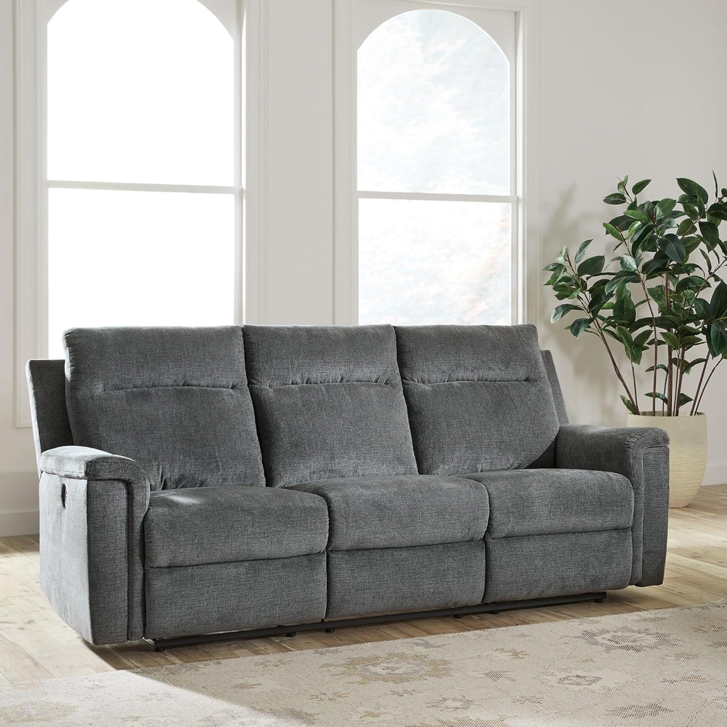 Gray Fabric Power Reclining Sectional Sofa