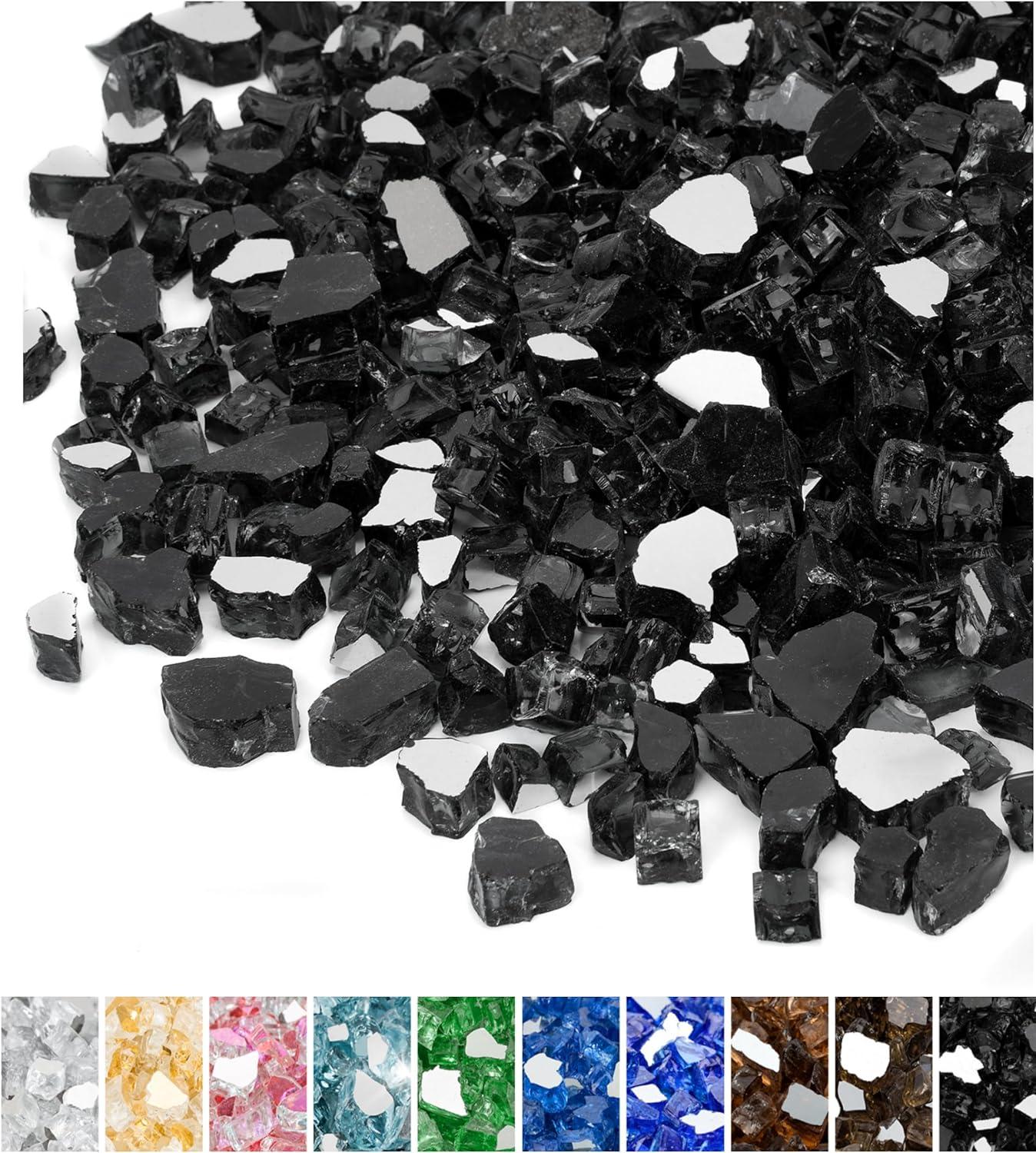 Large 1/2" Black Reflective Fire Glass 10 lbs