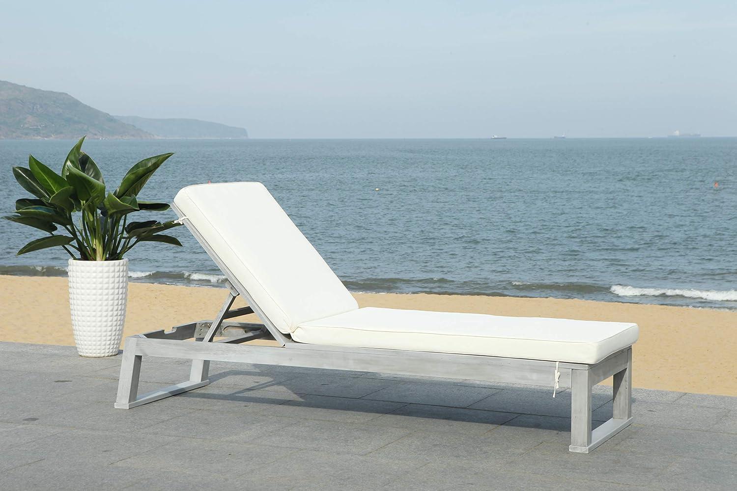 Solano Sunlounger - Outdoor - PAT7024 - Black/Beige -Safavieh
