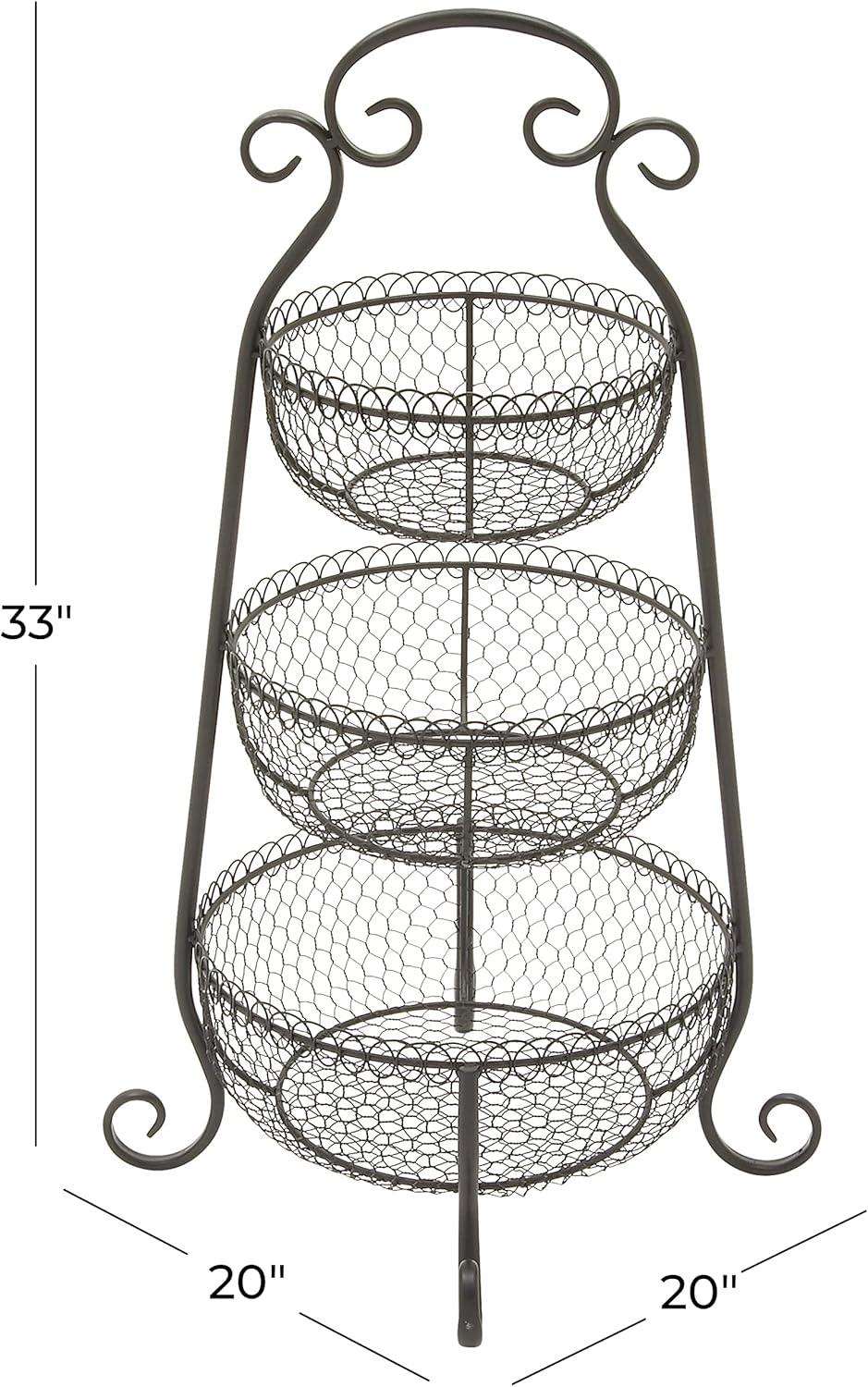 Black Matte Metal 3-Tier Round Rack