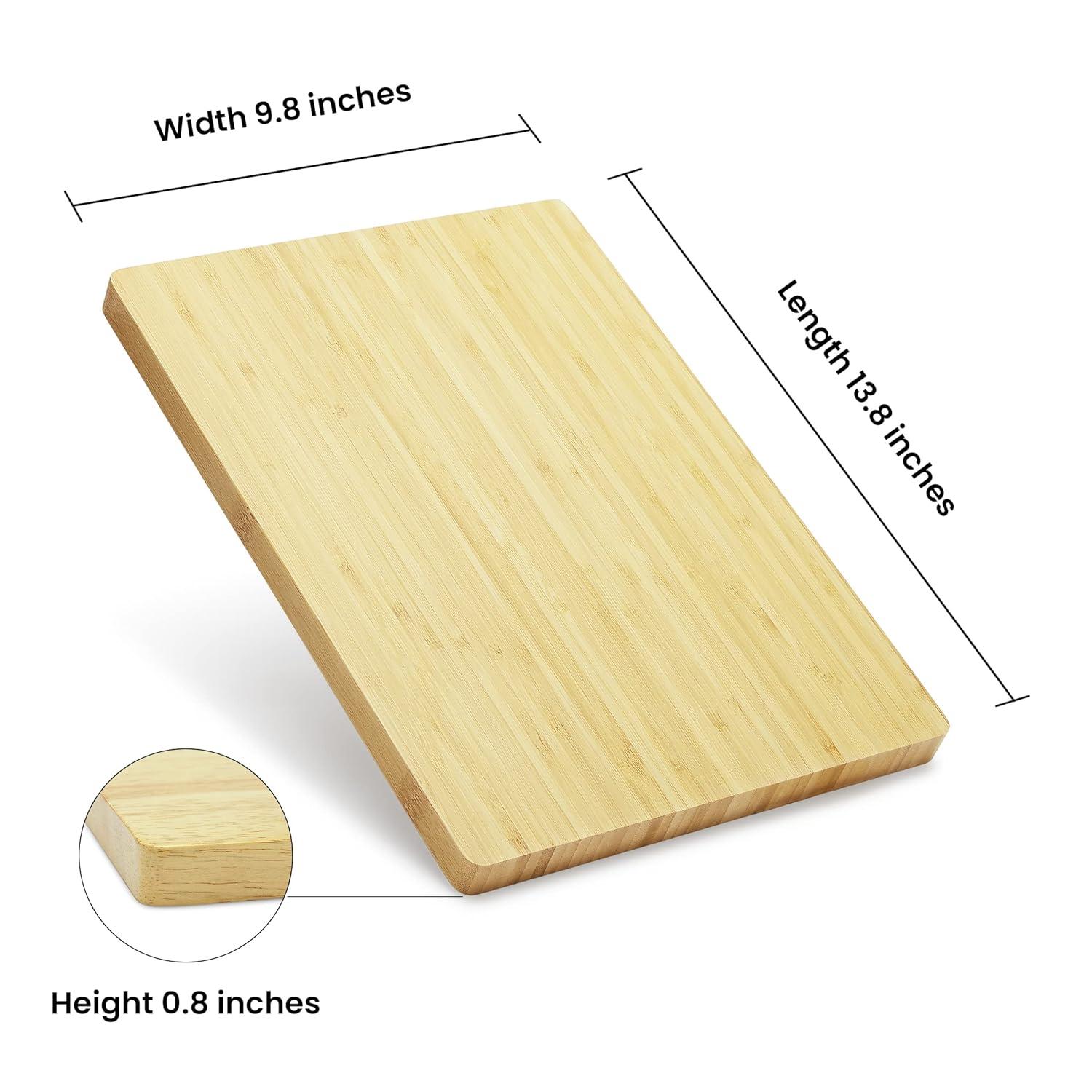 Makerflo Bamboo Wood Cutting Board 14 x 10 Inches - 1 Pc Ideal for Laser Engraving