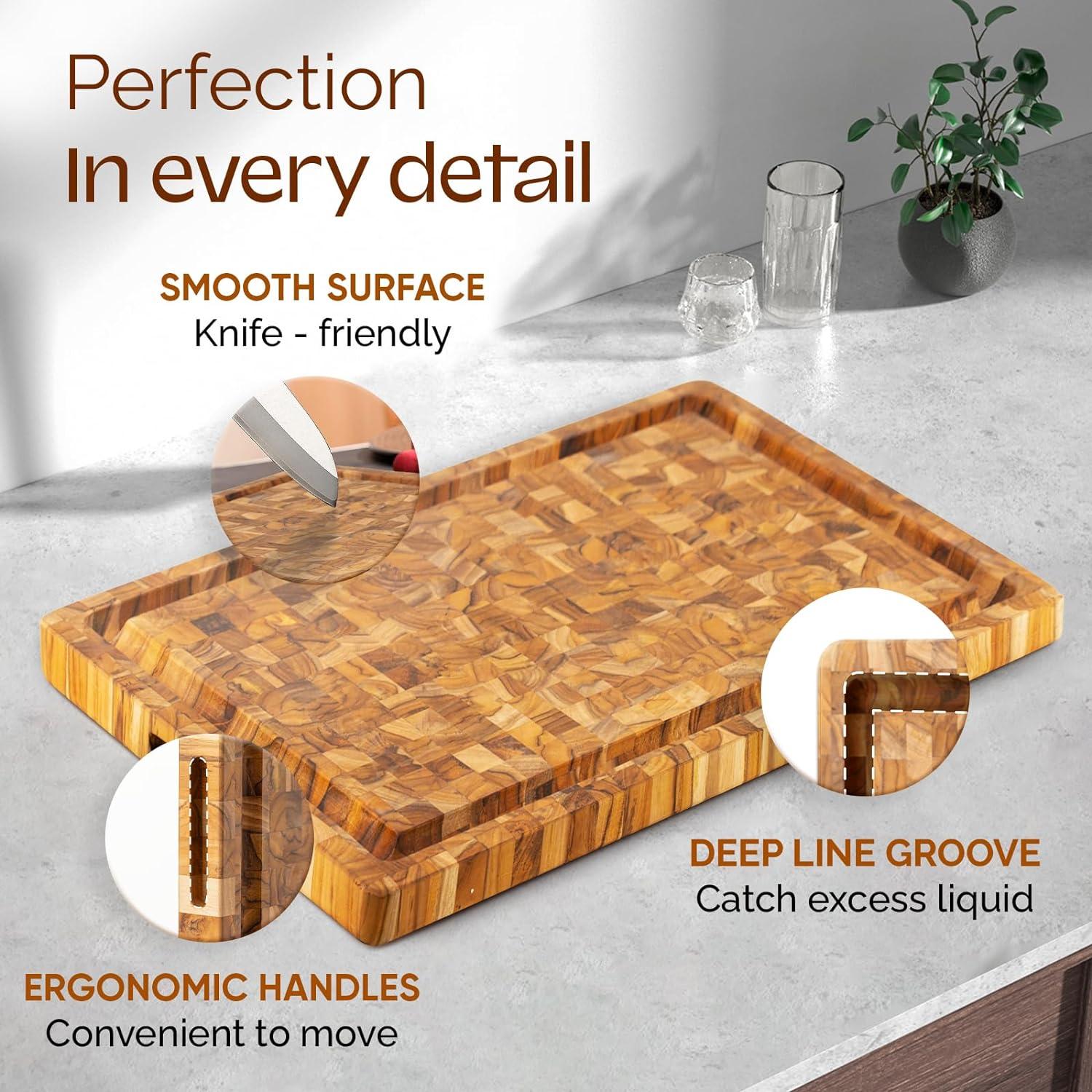 Yes4All Durable Teak Cutting Boards, [24''L x 18''W x 1.5” Thick], End Grain Wood Cutting Boards