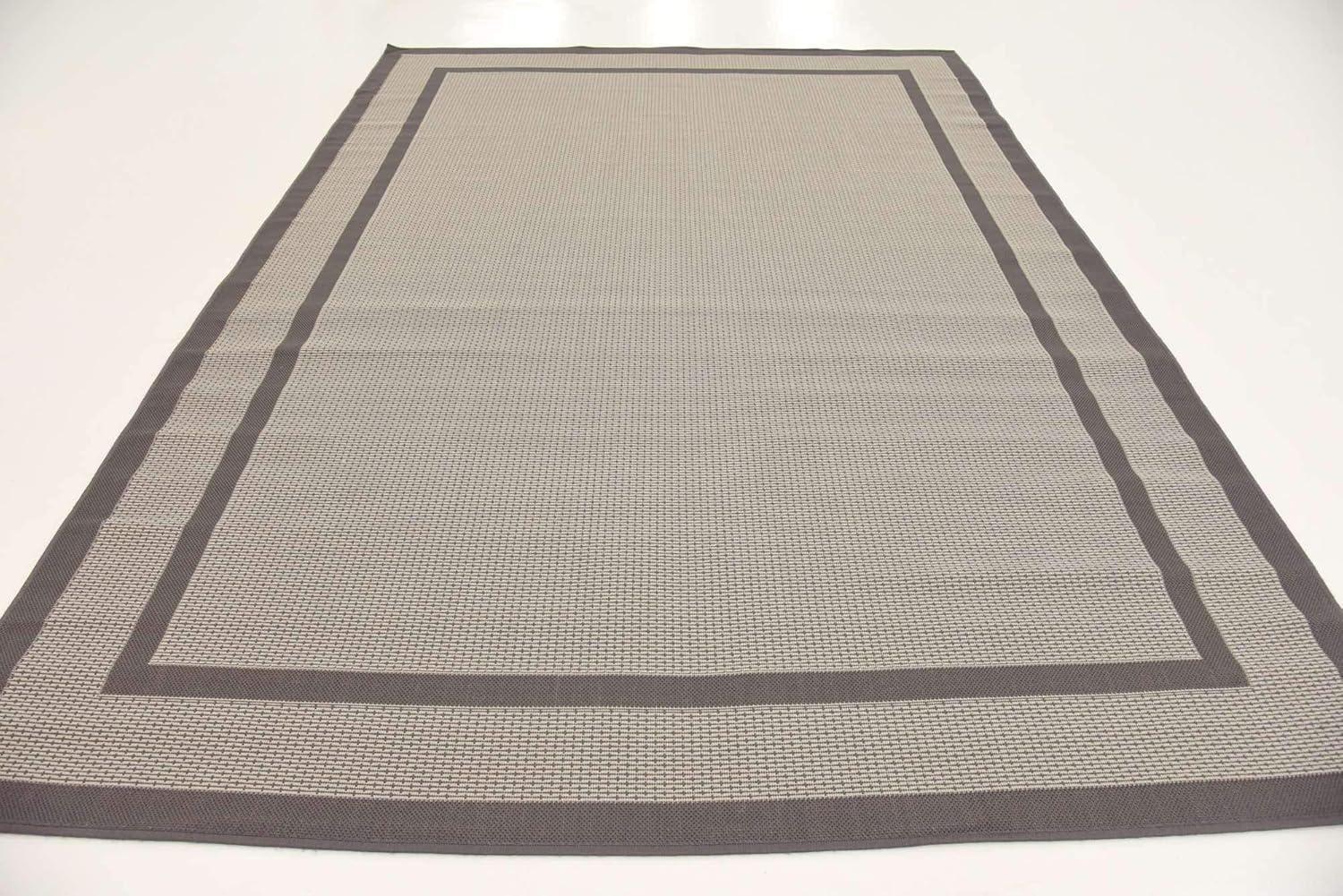 Unique Loom Outdoor Border Collection Area Rug - Border (7' 1" x 10' Rectangle Gray/Silver)