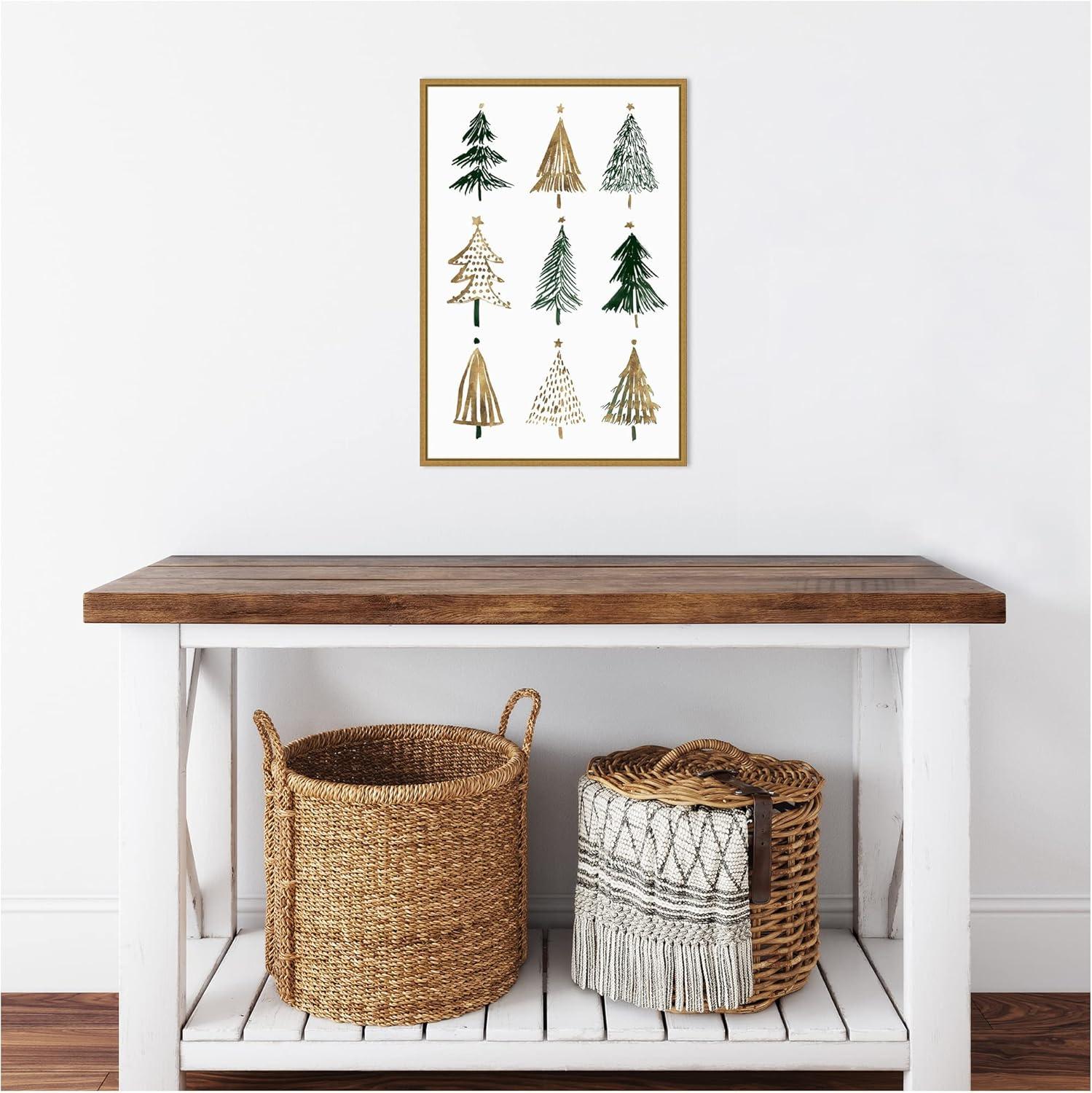 16" x 23" Evergreens II Tree by Isabelle Z Framed Canvas Wall Art - Amanti Art: Christmas Decor, Vertical Lithograph