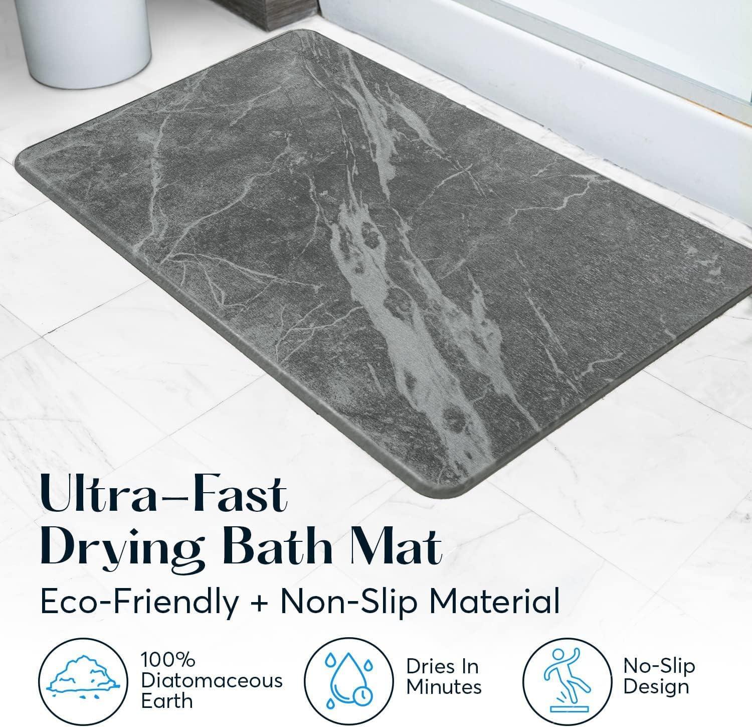 Slate Gray Diatomaceous Earth Non-Slip Bath Mat
