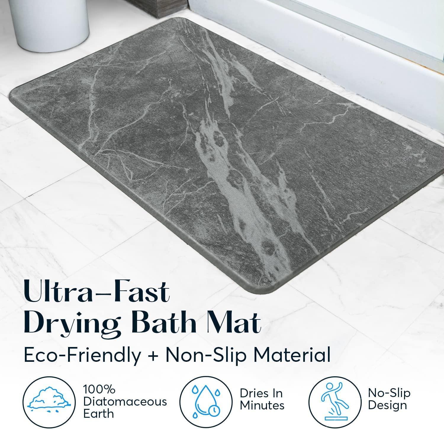 Slate Gray Diatomaceous Earth Non-Slip Bath Mat