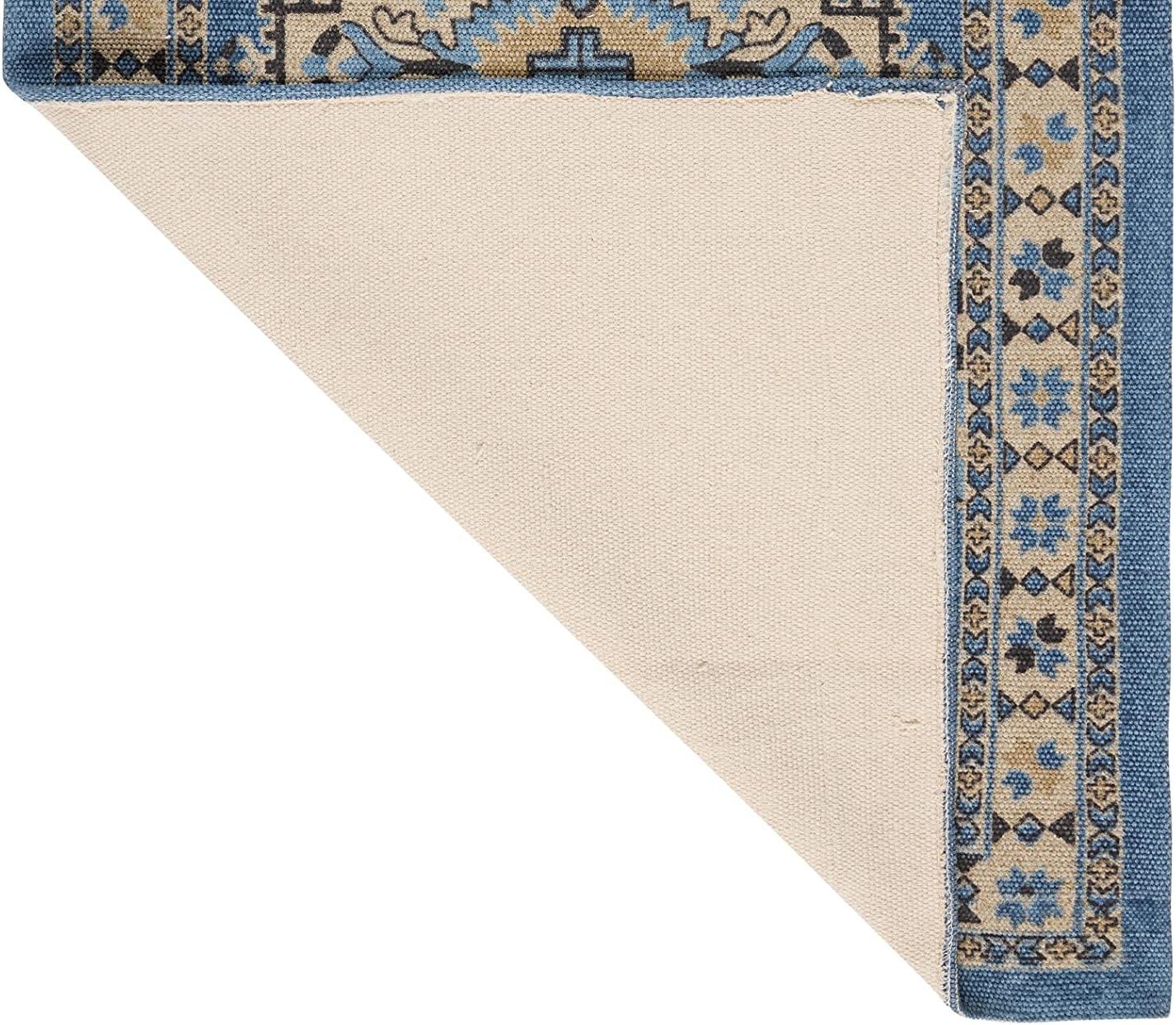 French Connection French Connection Oriental Flatweave Cotton Blue Area Rug