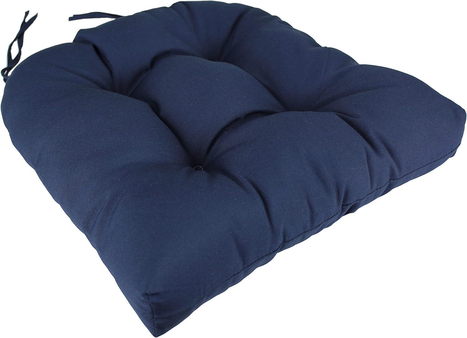 Everything Comfy Navy Indoor / Outdoor Seat Cushion Patio D Cushion 20" x 20", 2 Tie Backs