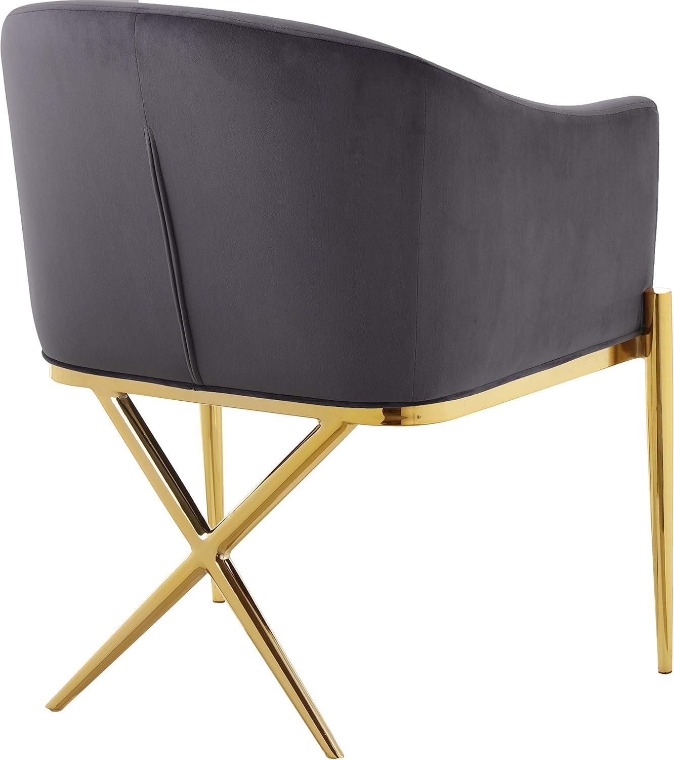 Meridian Furniture Modern 19.5"H Velvet Dining Chair in Gray/Gold