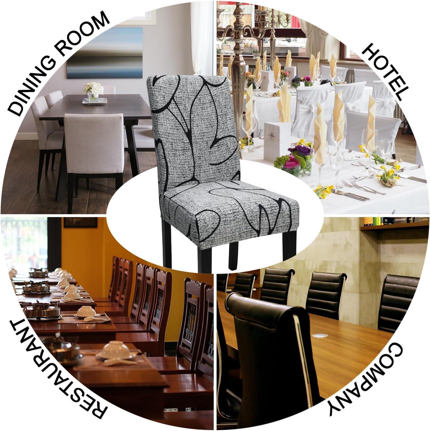 Chair Covers for Dining Room 4 Pack, Solid Stretch Dining Chair Covers, Washable Kitchen Slip Covers, Parson Chair Covers Set of 4 (Gray Lotus, 4 Pack)