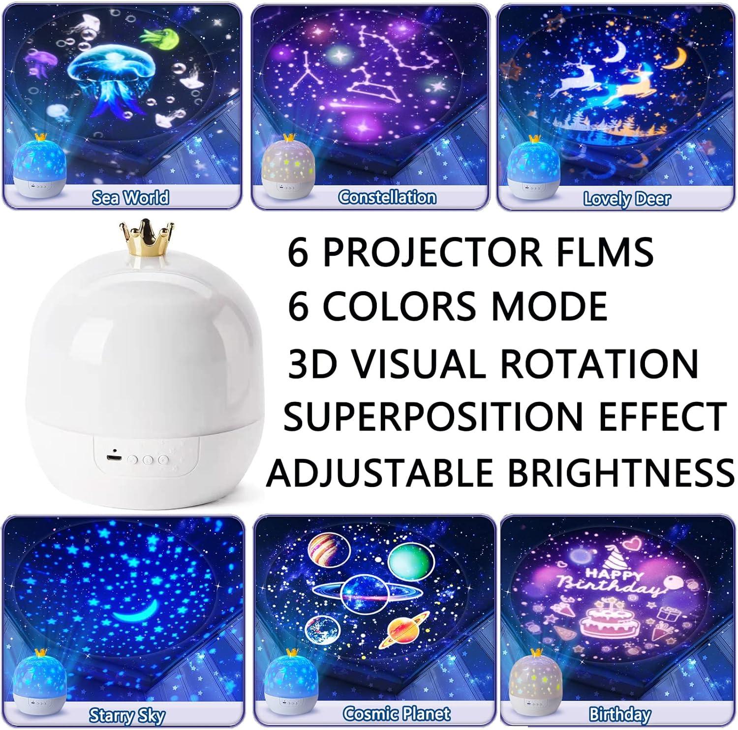 Ocean Galaxy Star Projector Night Light with 6 Films