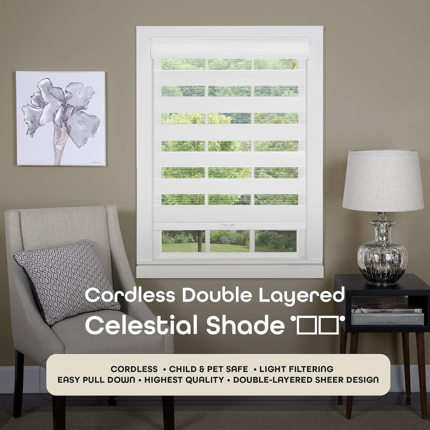 Ergode Cordless Celestial Sheer Double Layered Shade 29x72 - White