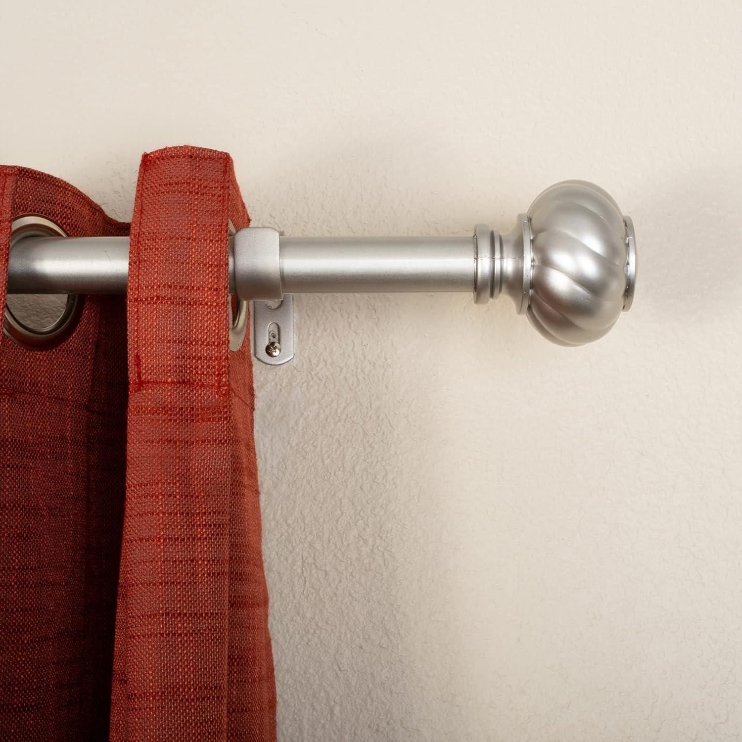 Antique Silver Adjustable Curtain Rod with Finial, 24-40 Inches