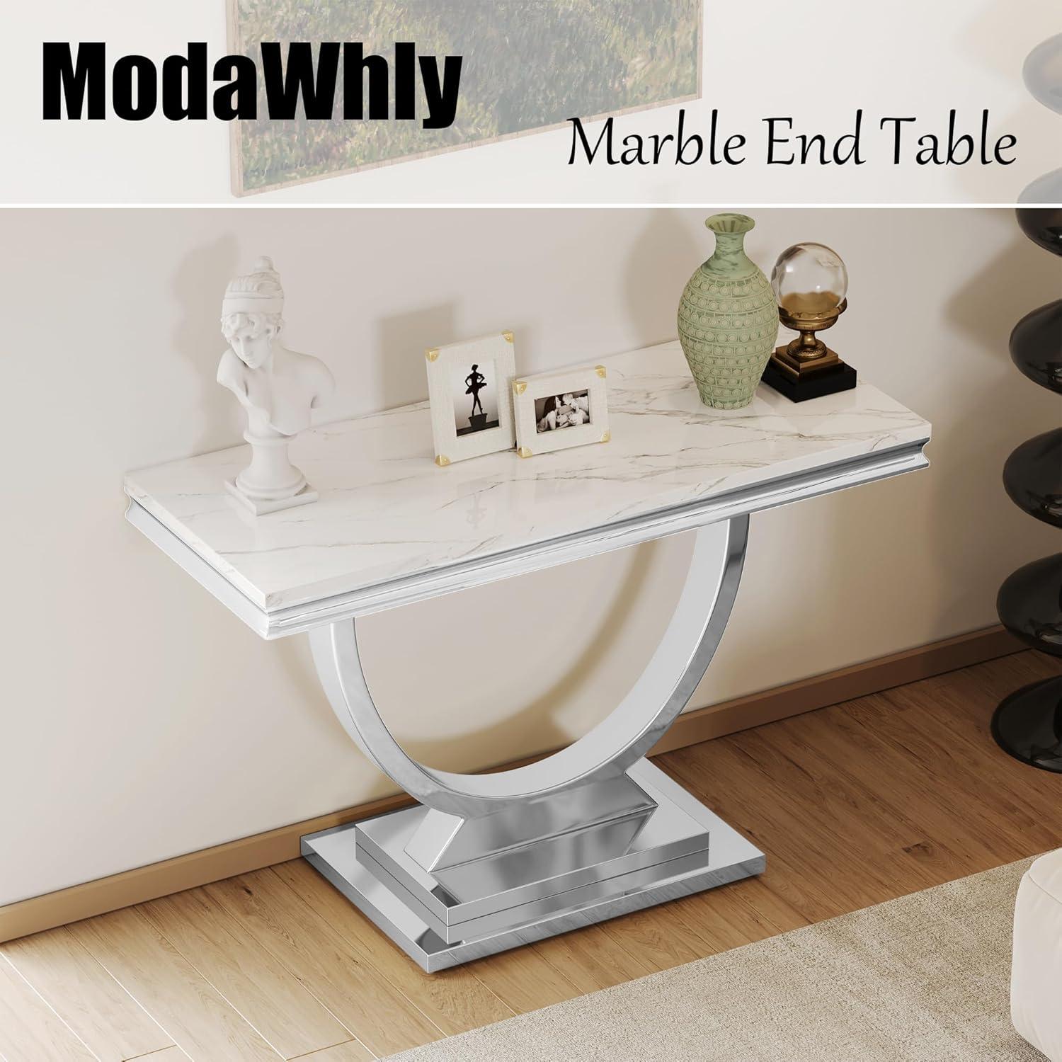 Rectangle Marble Coffee Table With Stainless Steel Base