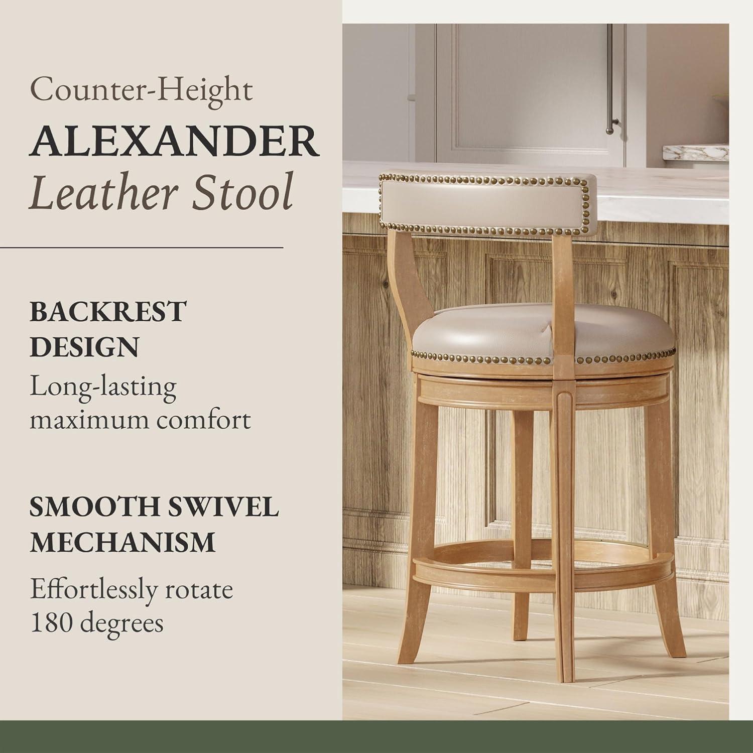 Maven Lane Alexander Counter Stool with Vegan Leather Upholstery