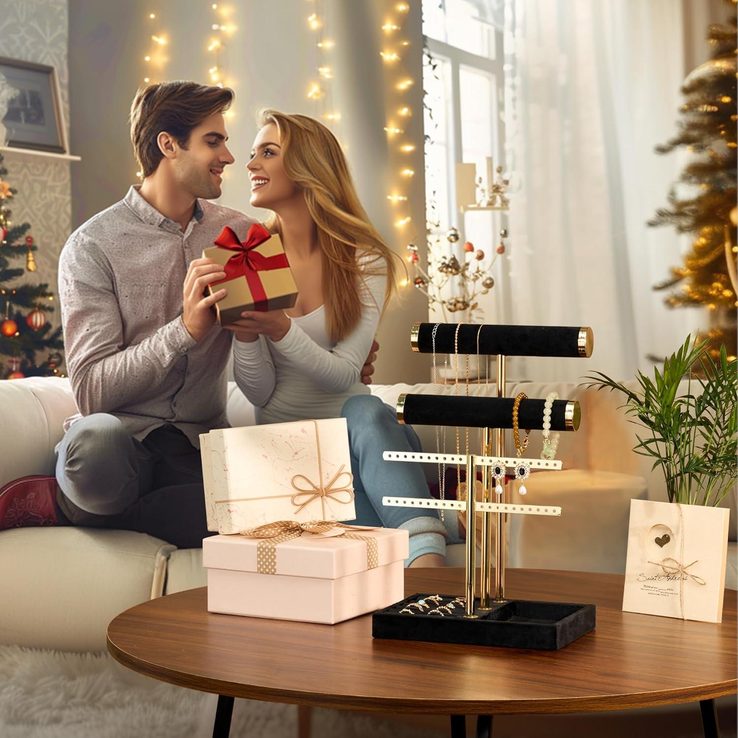 Mercer41 3-Tier Detachable T-Shaped Velvet Bracelet Rack For Bracelets, Necklaces