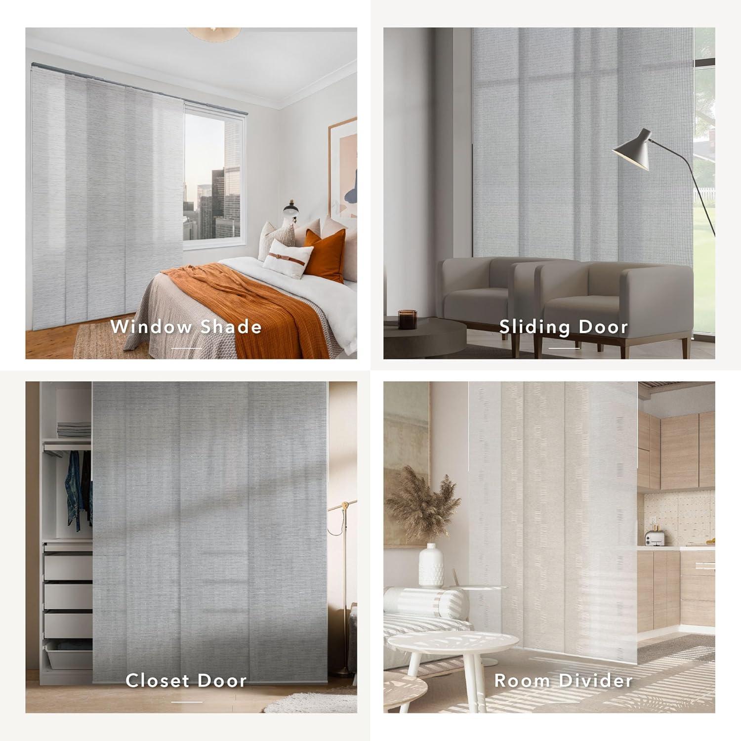 GoDear Design Adjustable Sliding Panel Track Blind 45.8"- 86" W x 96" H, Vertical Blinds, Semi-sheer, Moonstone