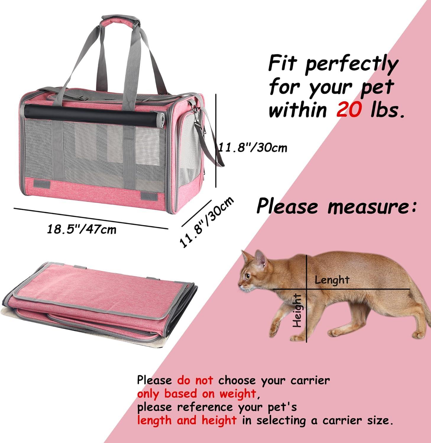 Dog Soft-Sided Carriers Cat Soft-Sided Carriers Dog Carriers Cat Travel Carrier Dog Travel Bag Reptile Carrier Squirrel Carrier Guinea Pig carrierLarge Pink