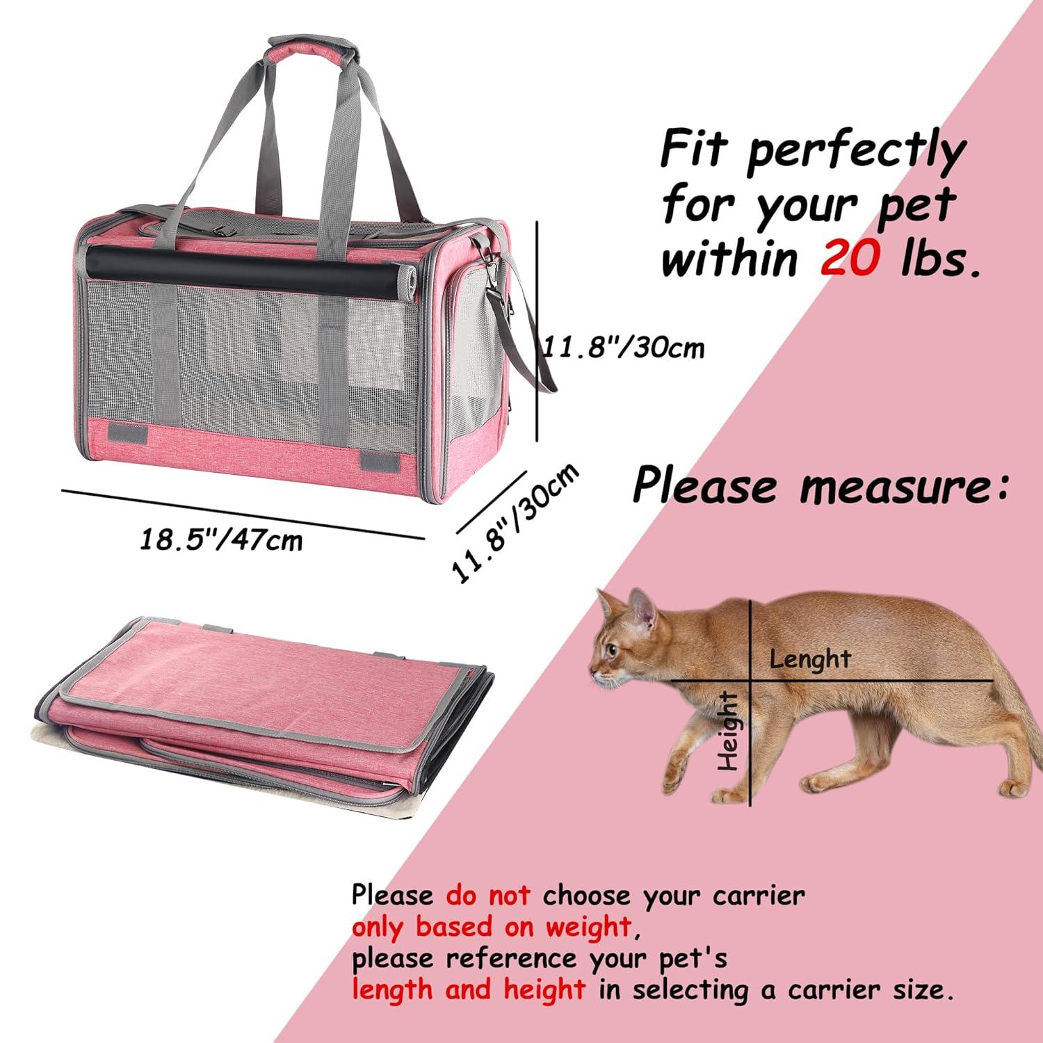 Dog Soft-Sided Carriers Cat Soft-Sided Carriers Dog Carriers Cat Travel Carrier Dog Travel Bag Reptile Carrier Squirrel Carrier Guinea Pig carrierLarge Pink