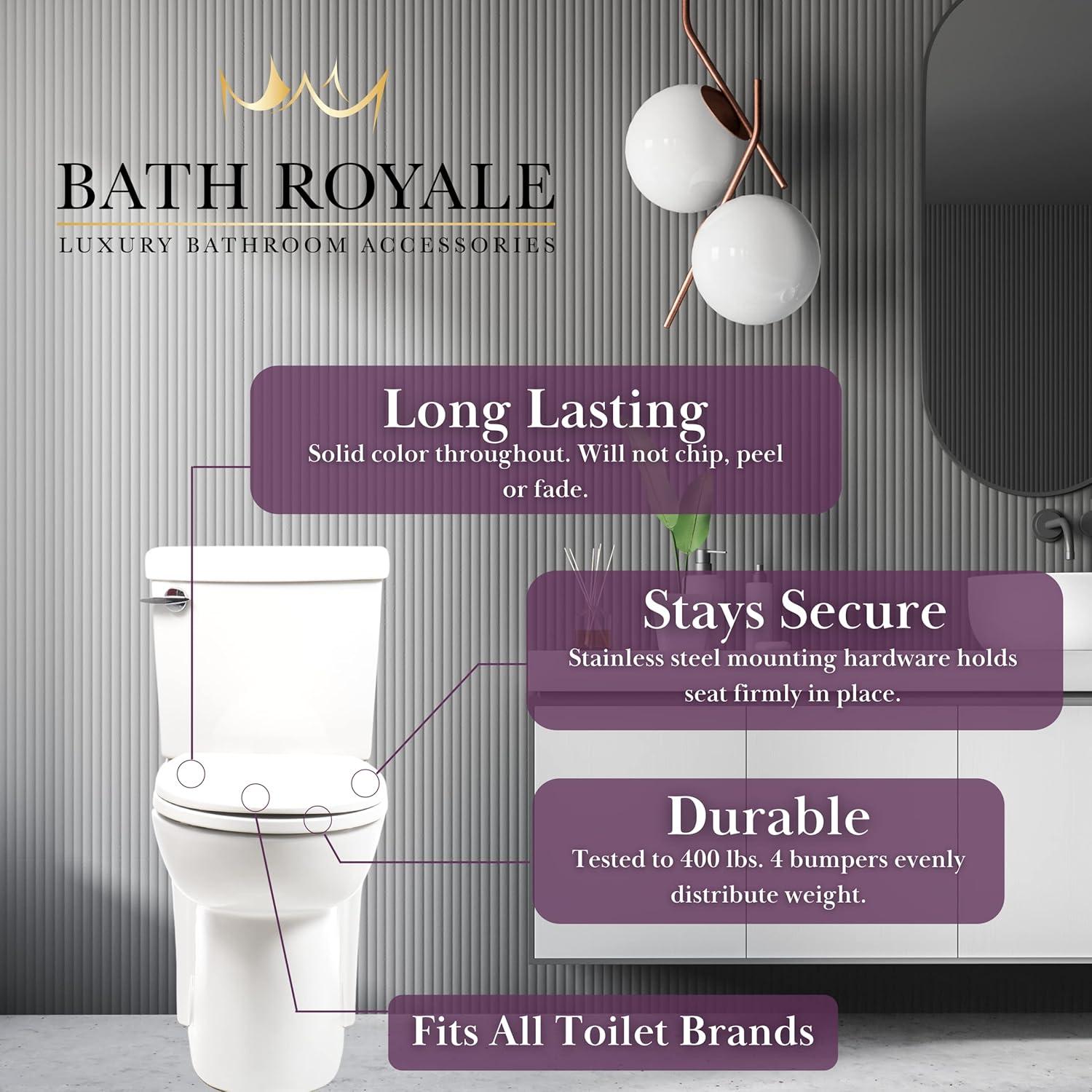 Slow Close Toilet Seat Round BR283-00 Heavy Duty & Scratch Resistant, Fits All Toilet Brands, MasterSuite Series